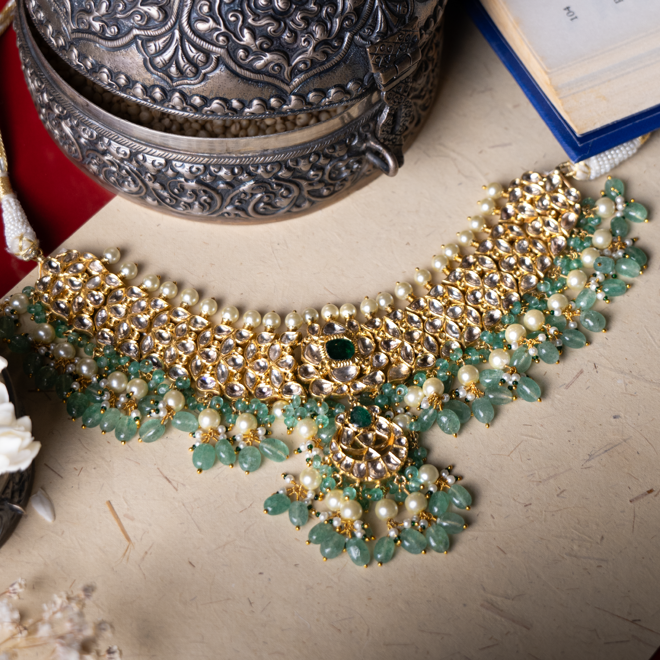 Ragini Emerald Polki necklace
