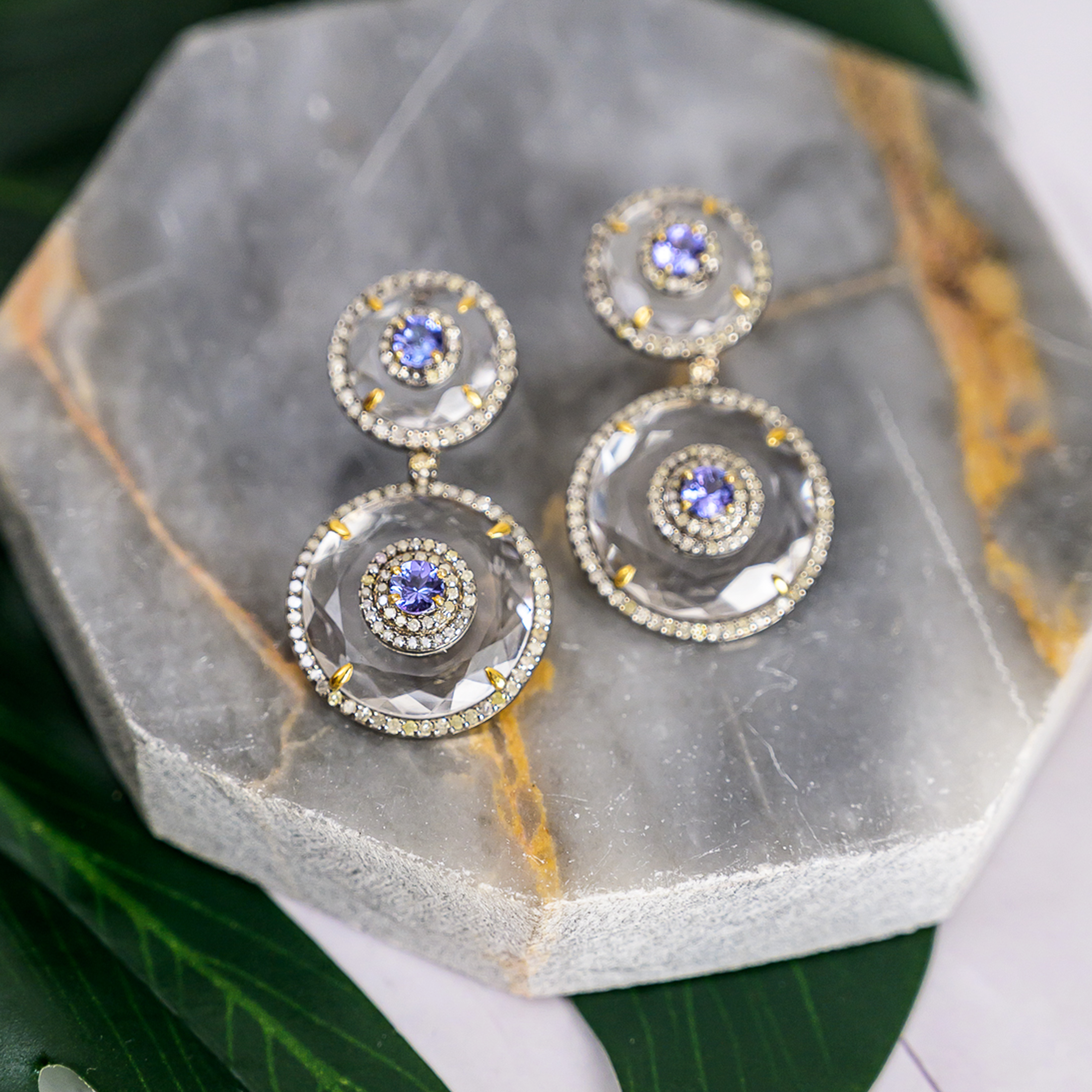 Katrin Tanzanite Crystal Diamond Earrings