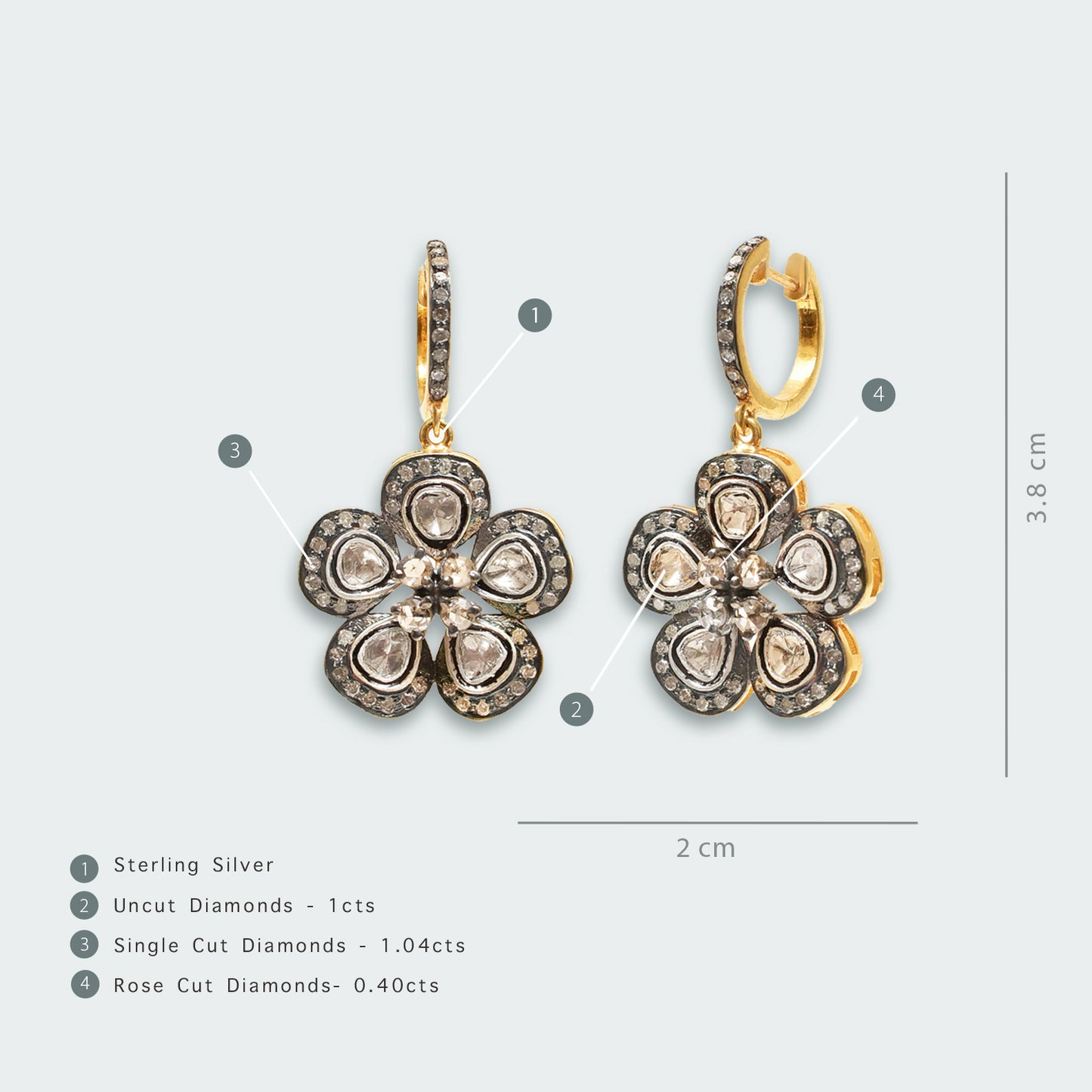 Paloma Dangling Uncut Diamond Earring