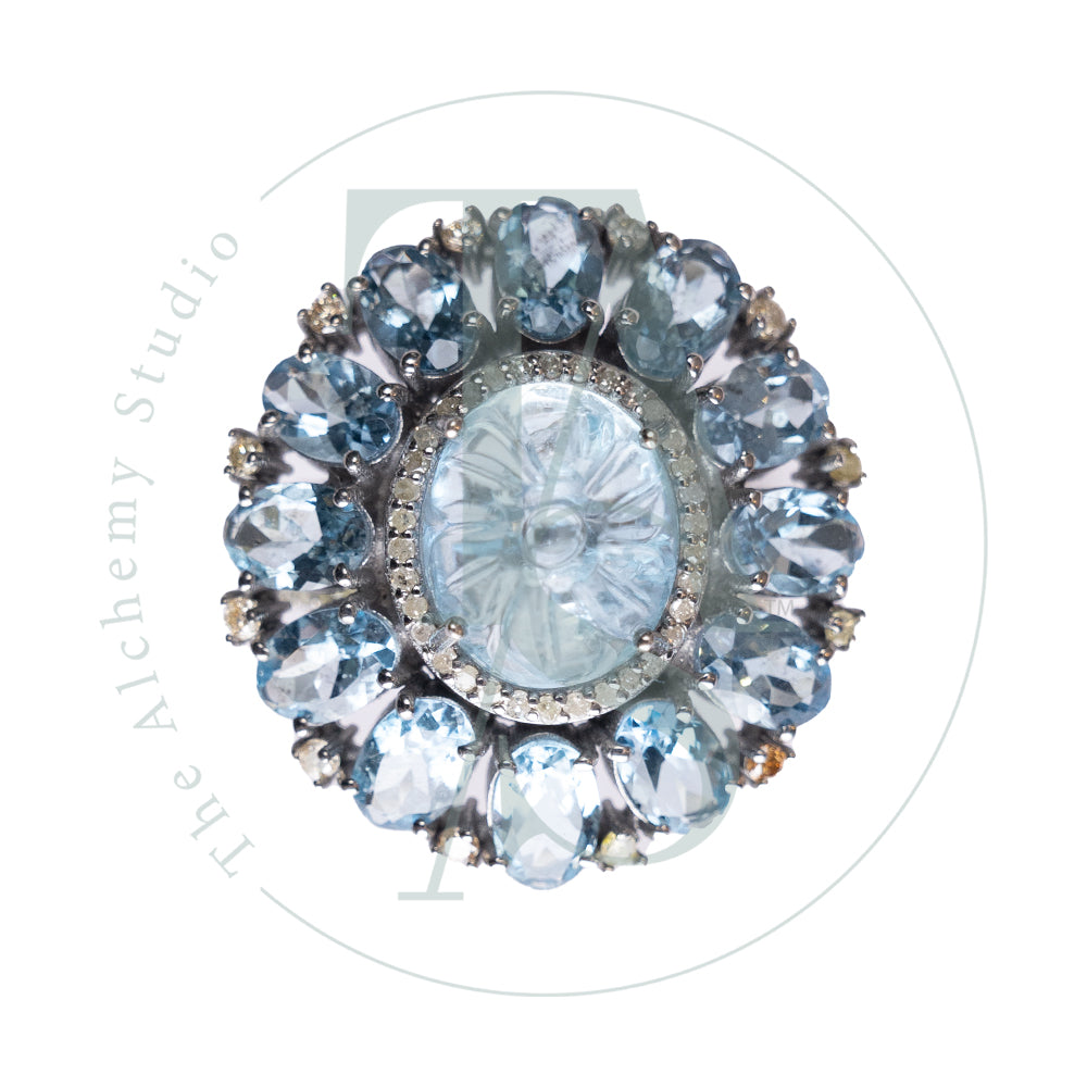 Kristy Aquamarine and Diamond Ring