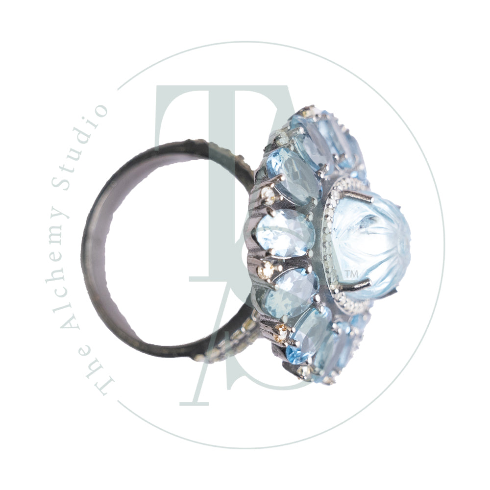Kristy Aquamarine and Diamond Ring