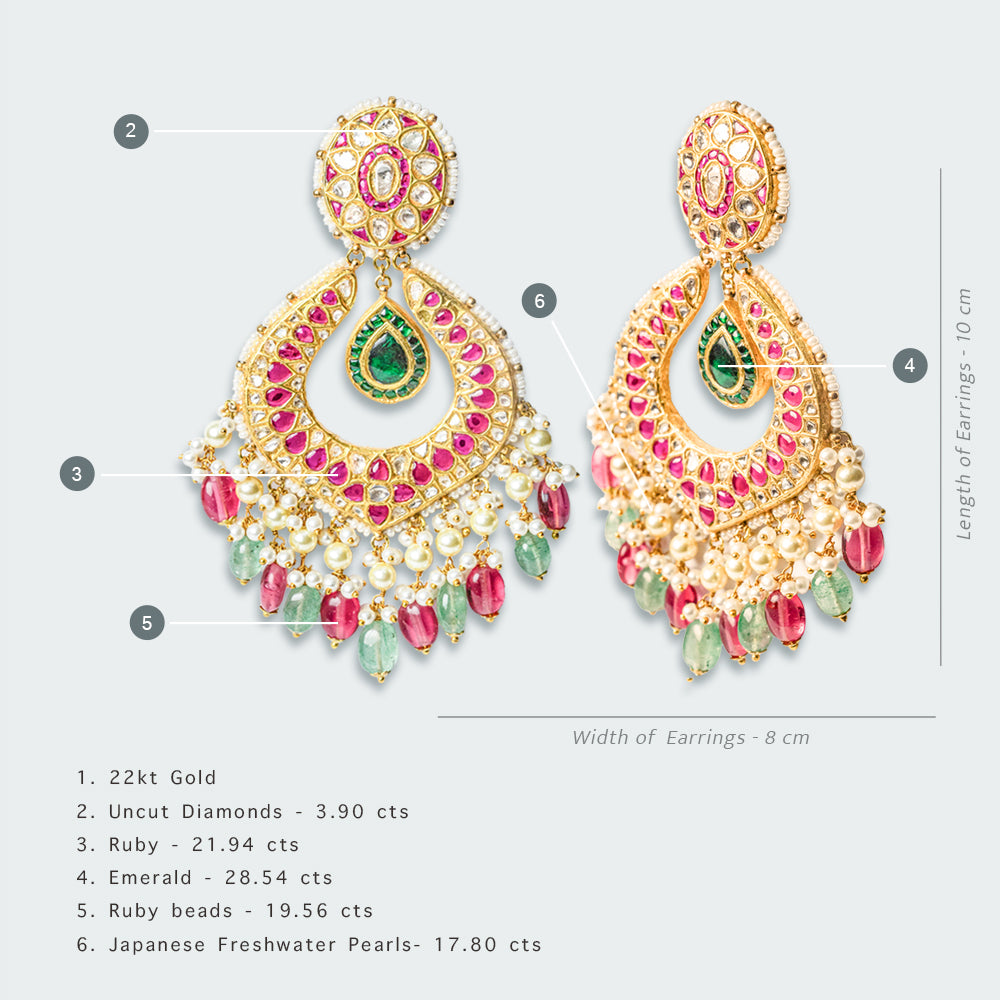 Raanisa Ruby Emerald Polki Chaandbalis