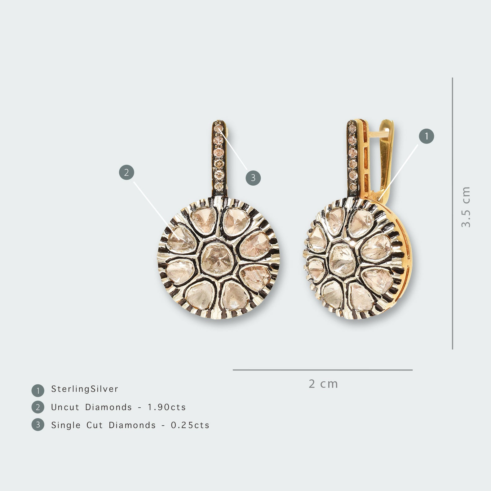 Ray Polki Earrings