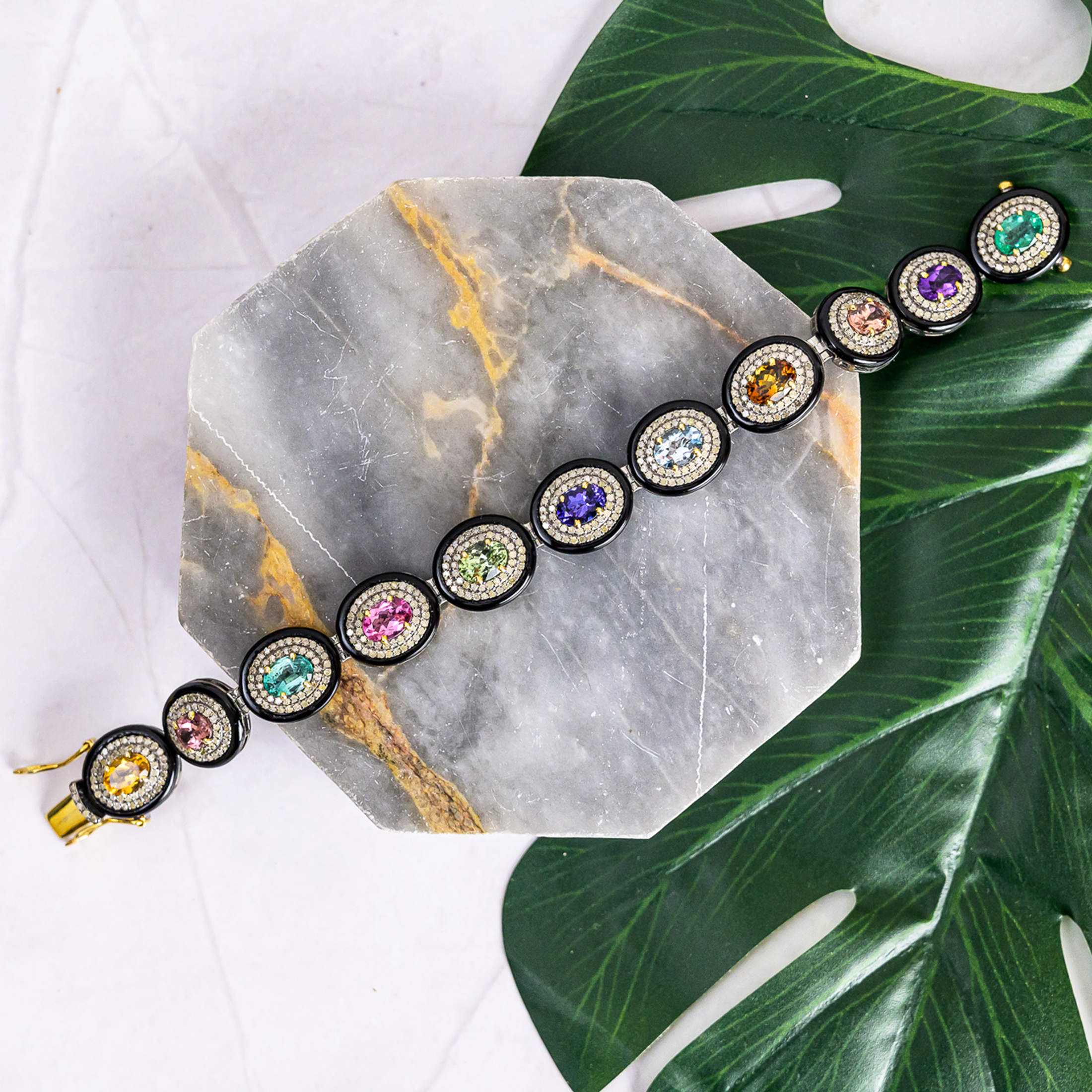 Divina Diamond Tourmaline Black Onyx Bracelet