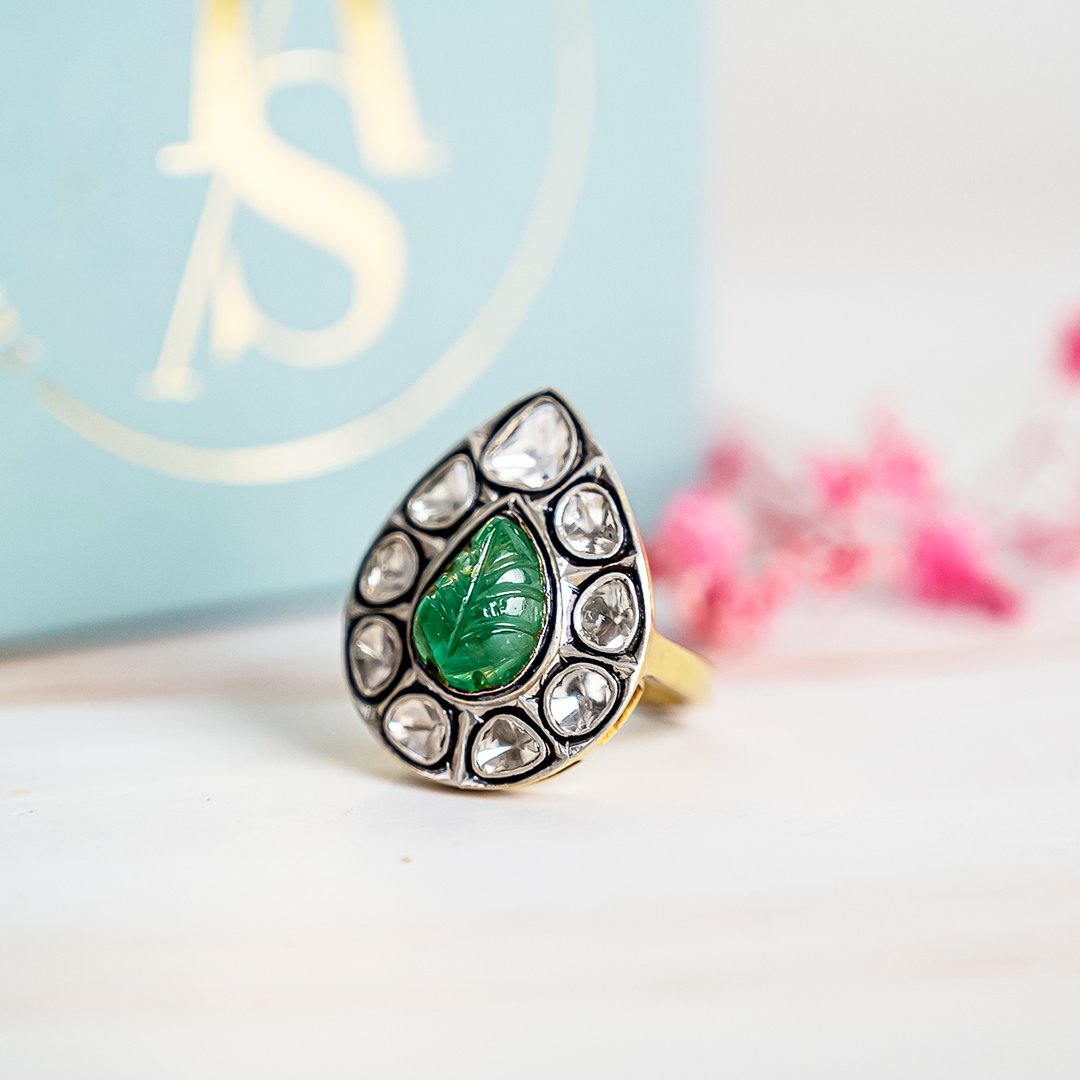 Victorian Polki Emerald Ring