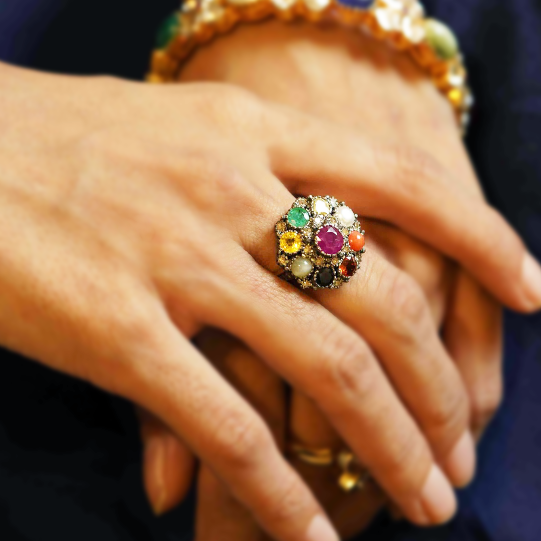 Vintage Polki Navratan Ring