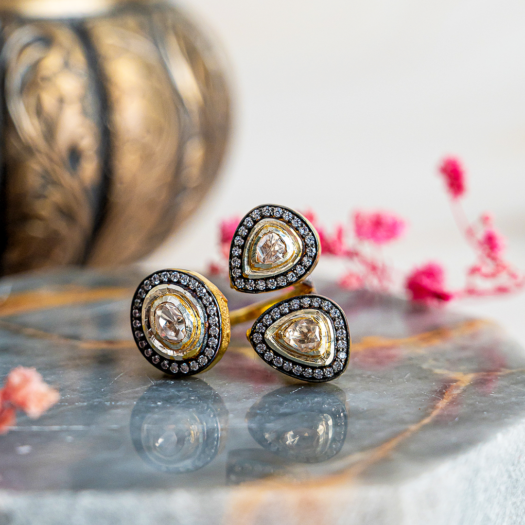 Asymmetric Polki Ring