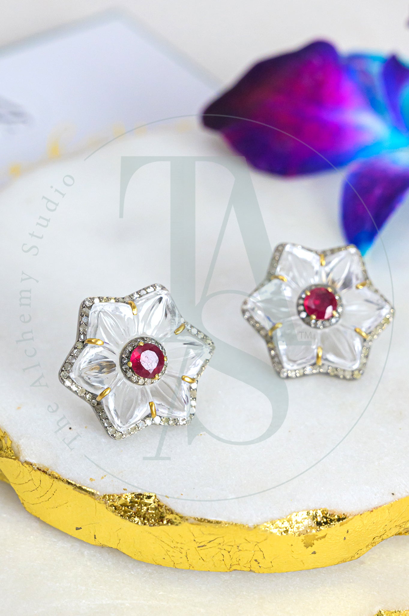 Sasha Ruby and Crystal Earrings