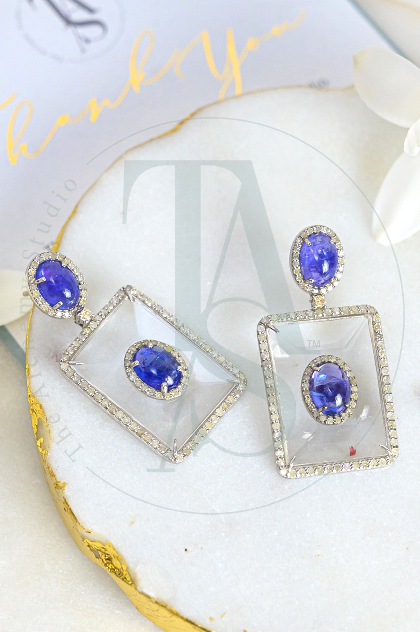 Riona Tanzanite and Crystal Earrrings