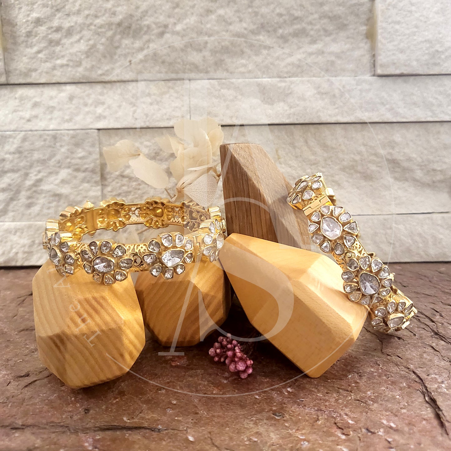 Briony Uncut Diamond Flower Bangle