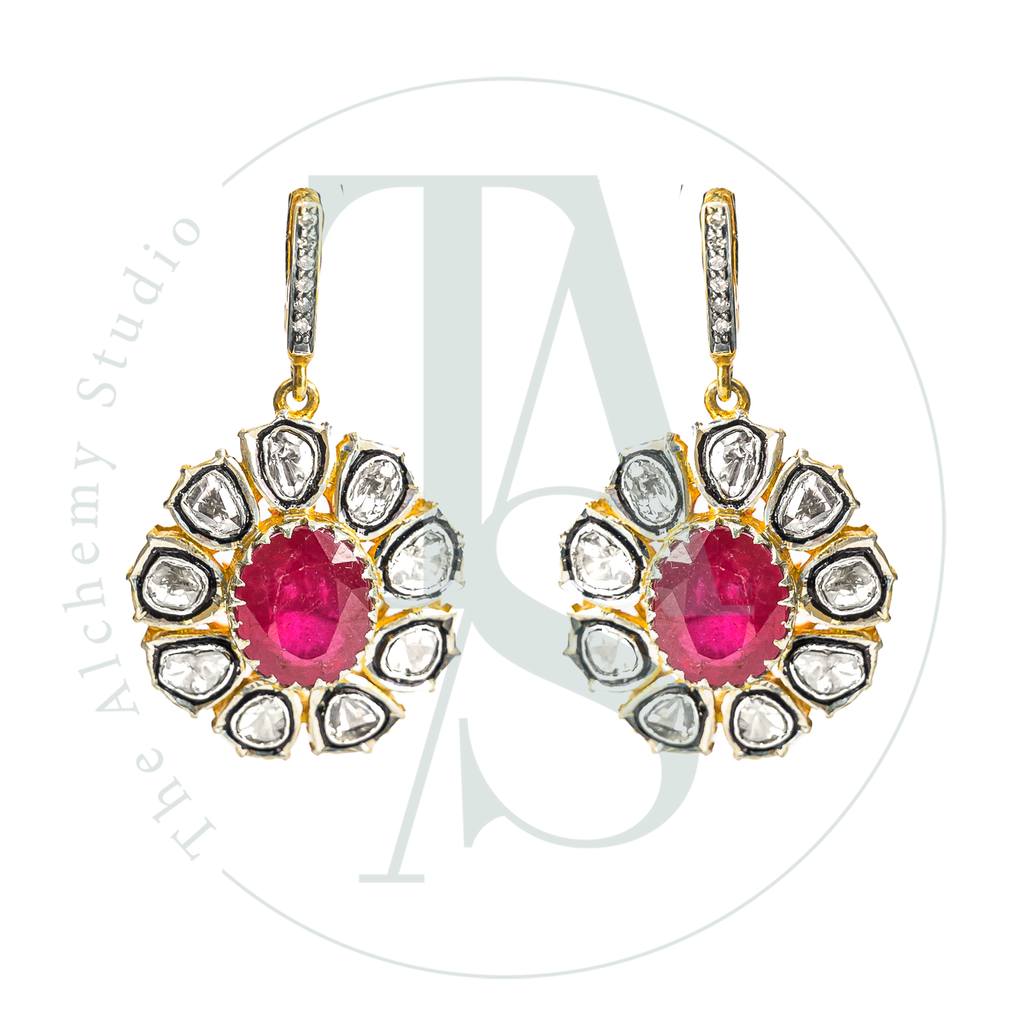 Arya Ruby Uncut Diamond Earrings