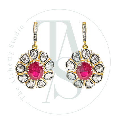 Arya Ruby Uncut Diamond Earrings
