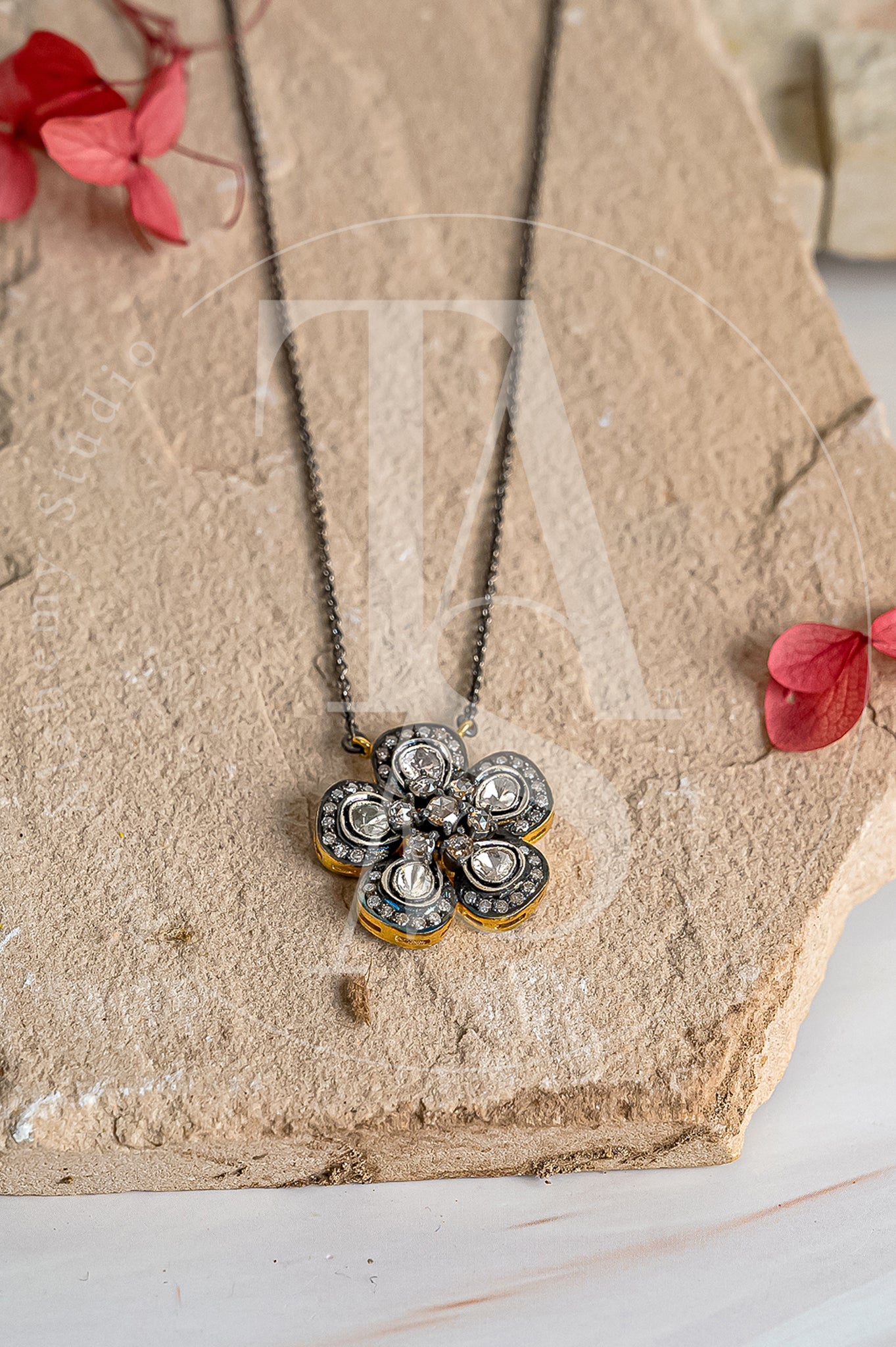Paloma Flower Uncut Diamond Pendant