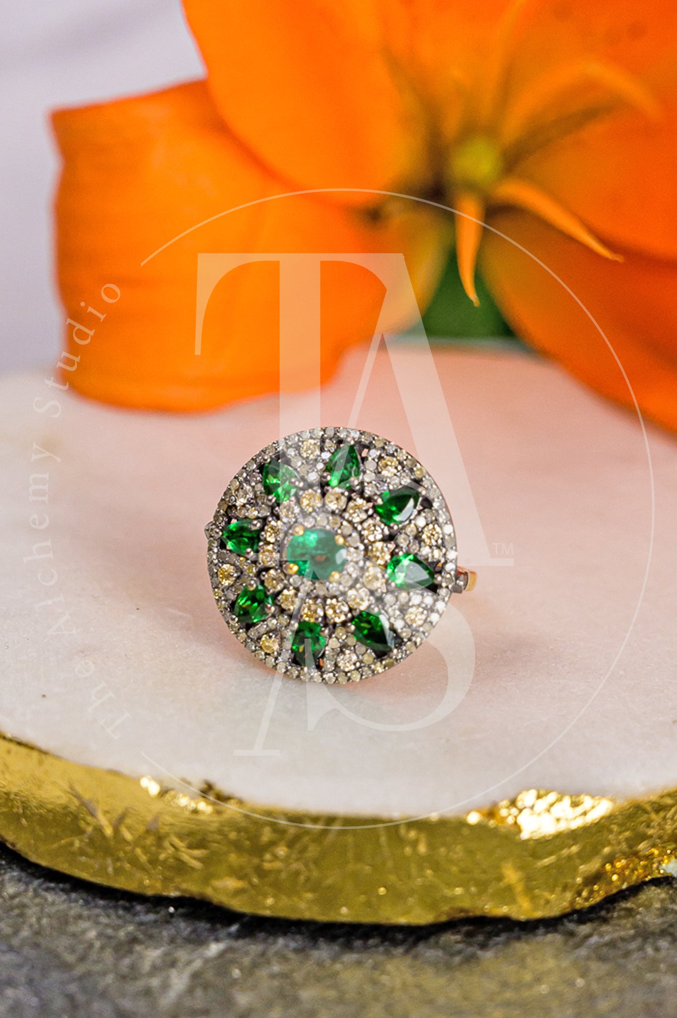 Riona Emerald and Diamond Ring