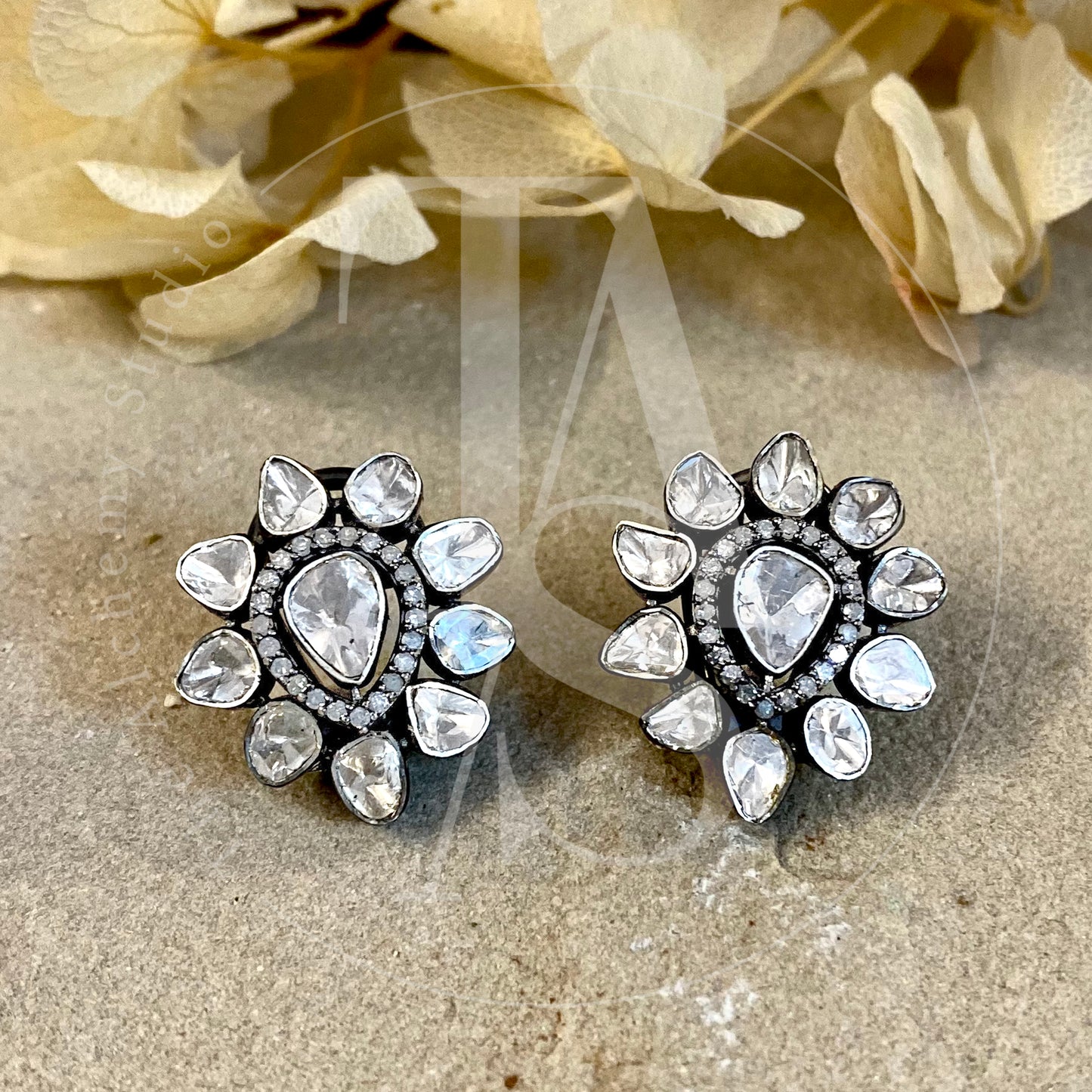 Star Drop Uncut Diamond Earrings