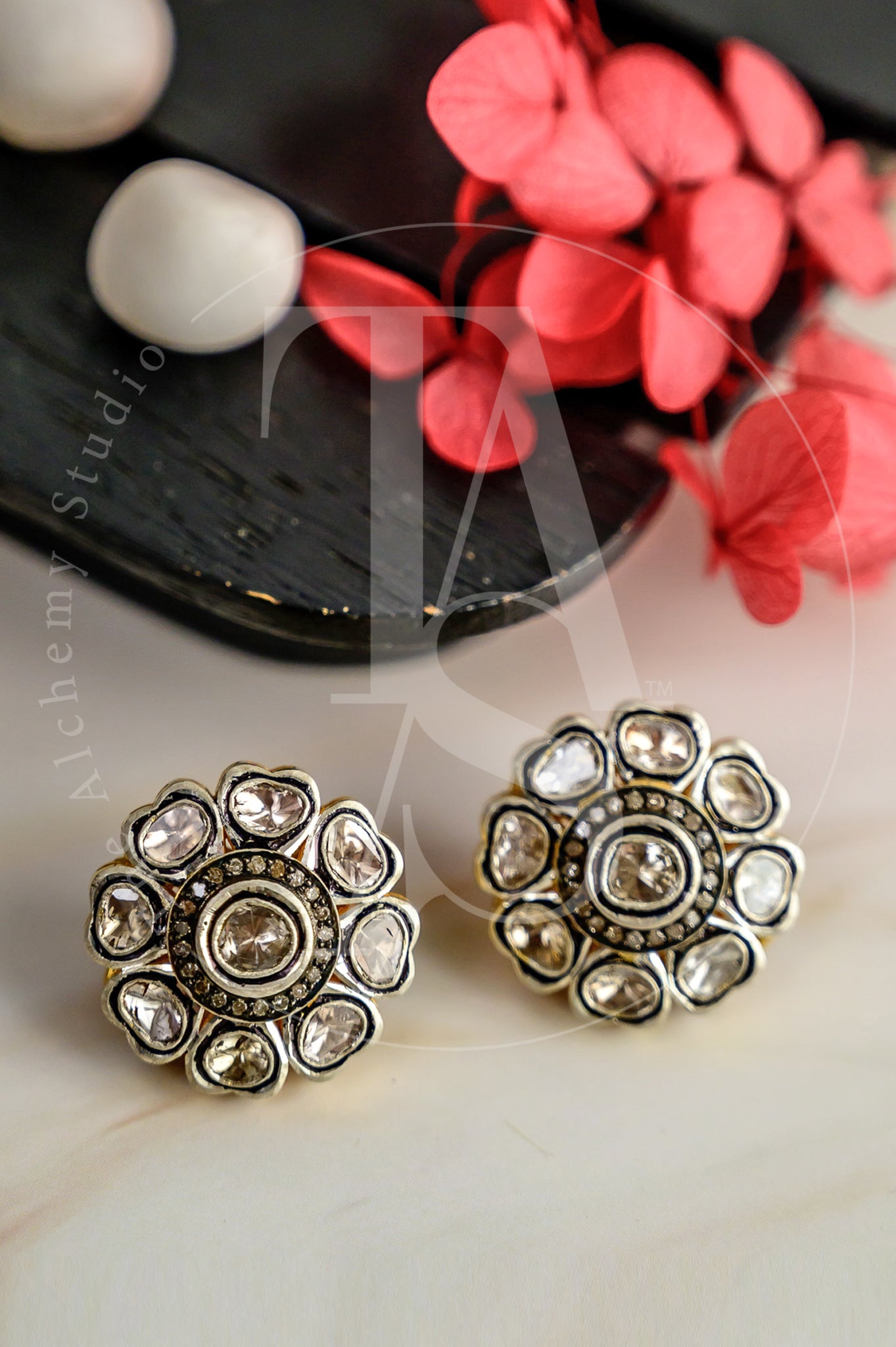 Silverline Flower Uncut Diamond Tops