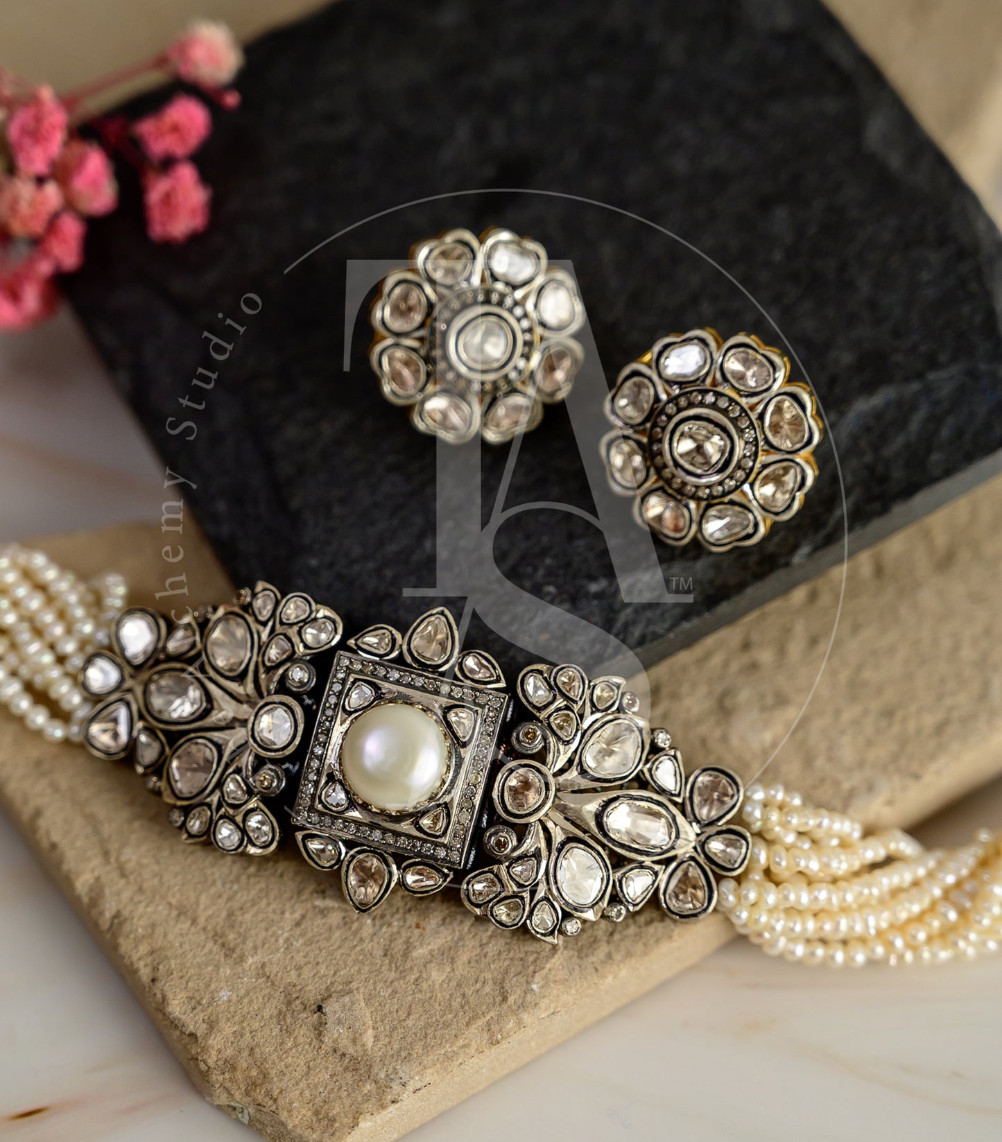 Silverline Flower Uncut Diamond Tops