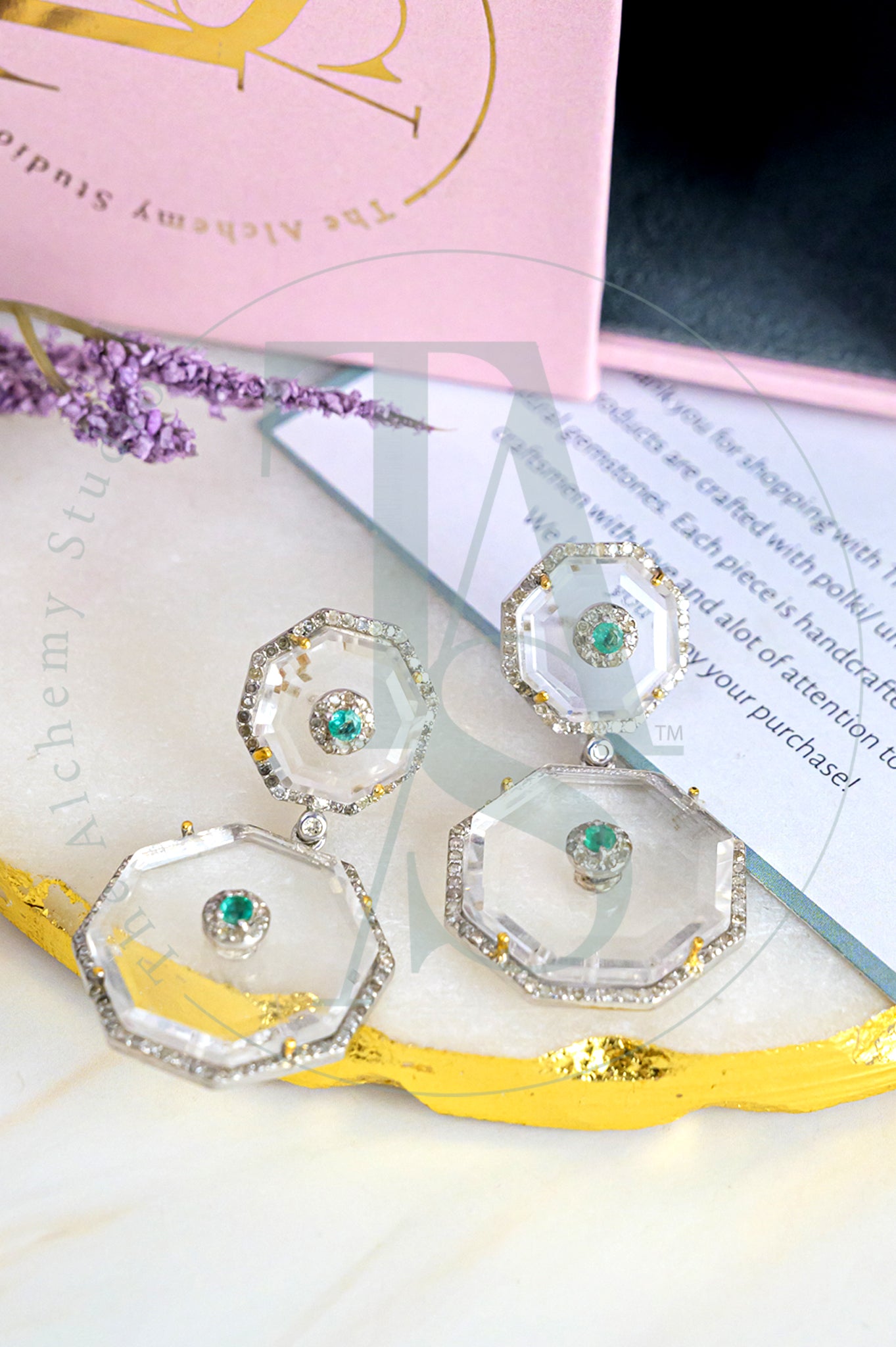 Naomie Emerald and Crystal Earrings