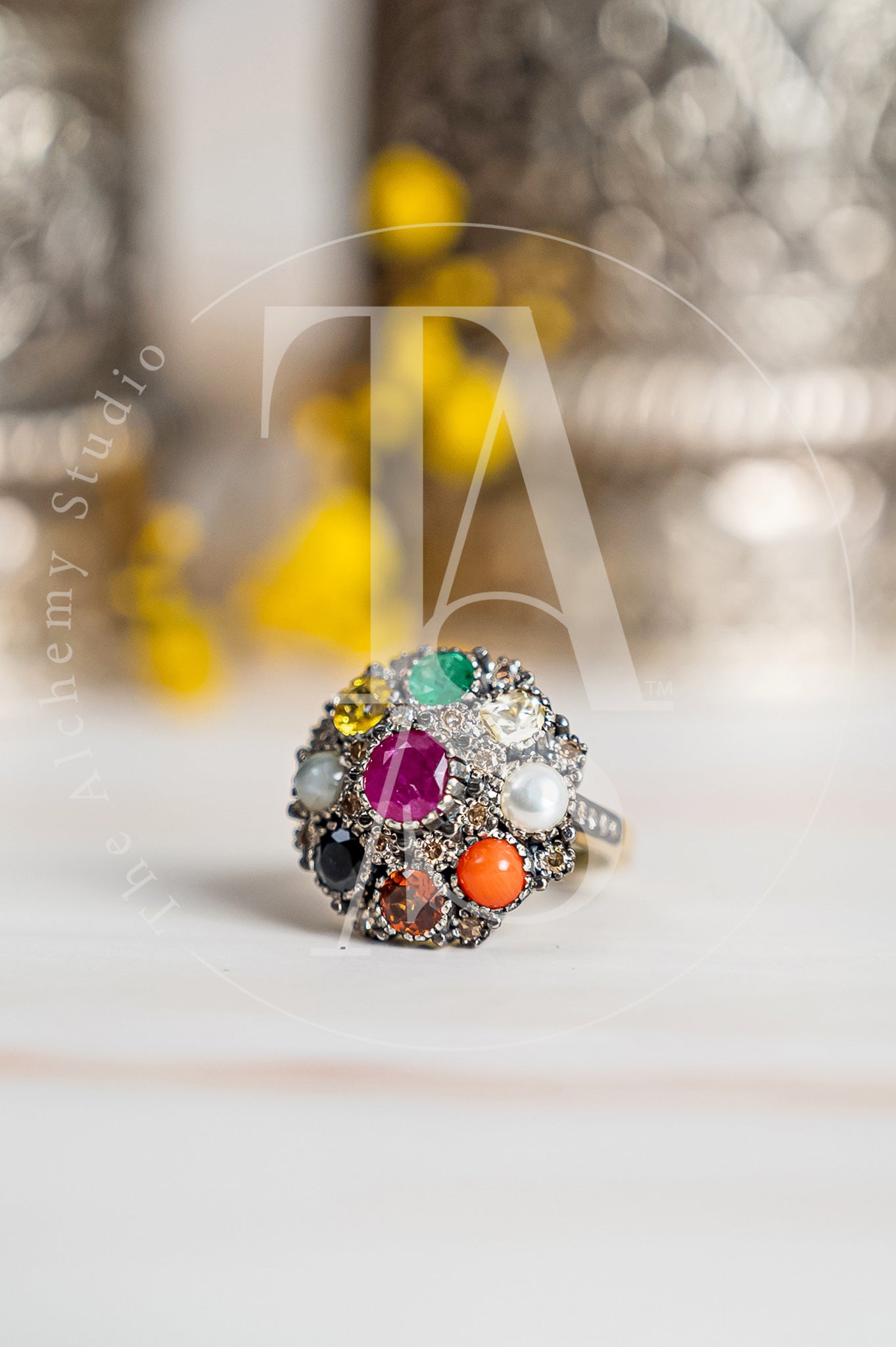 Vintage Navratan Uncut Diamond Ring