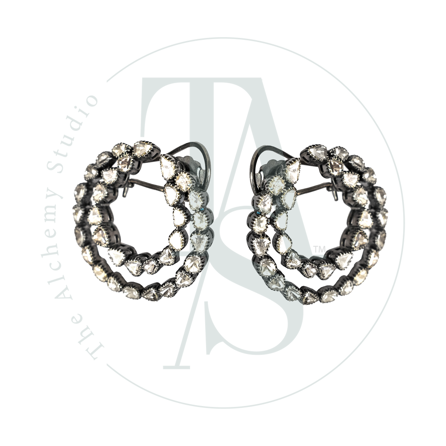 Dual Layered Uncut Diamond Hoops