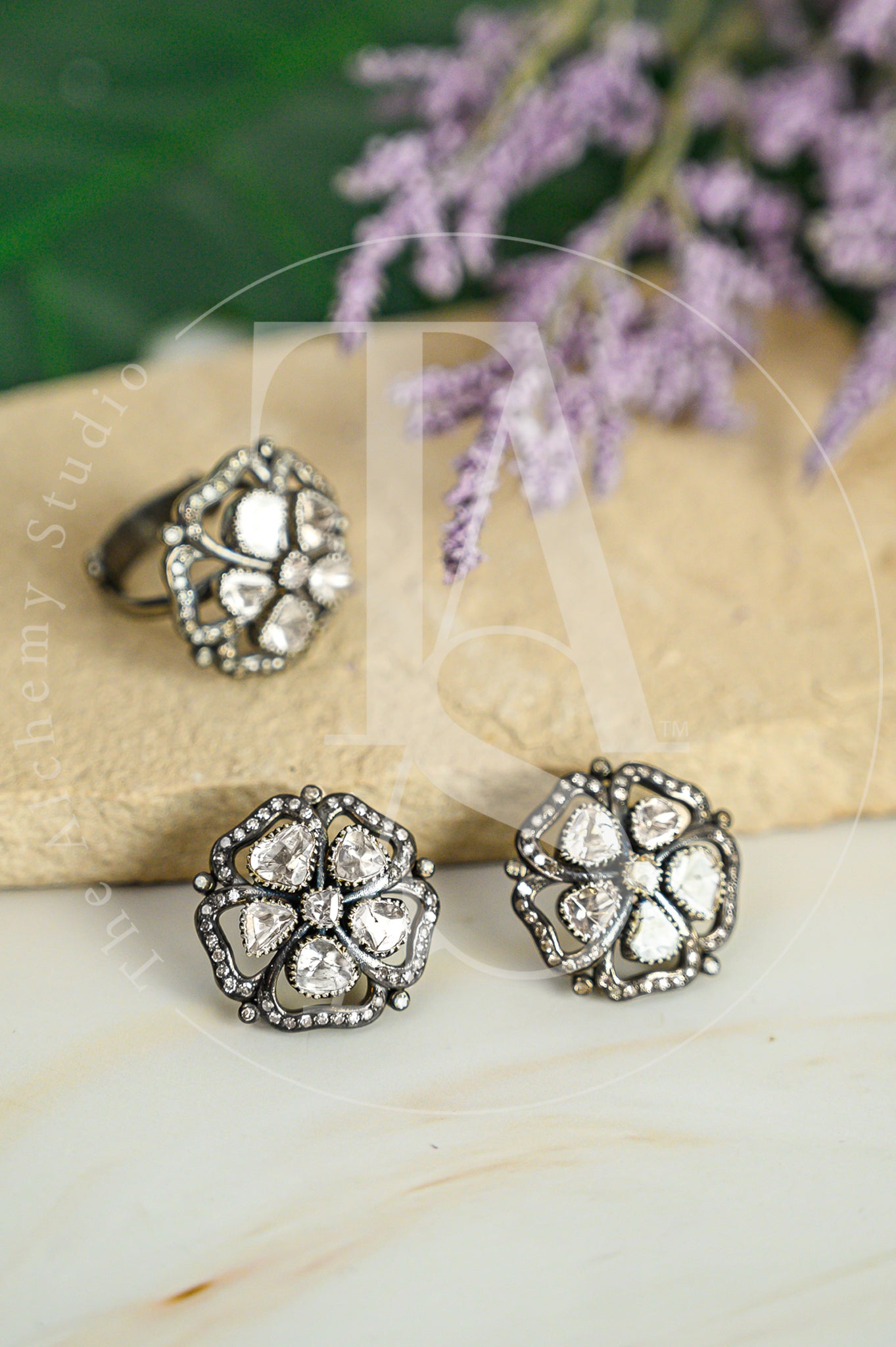 Kyra Flower Uncut Diamond Ring
