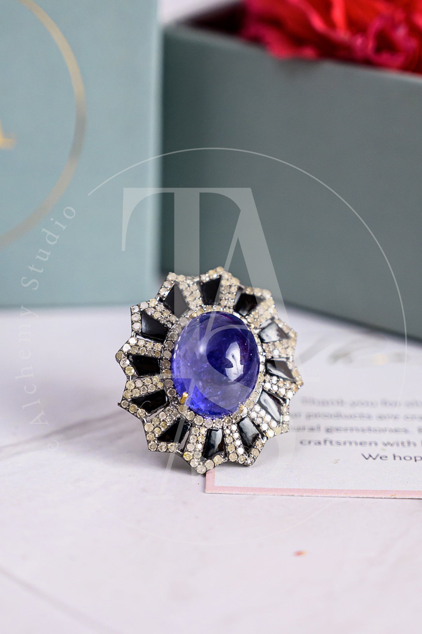 Kasma Tanzanite and Black Onyx Cocktail Ring