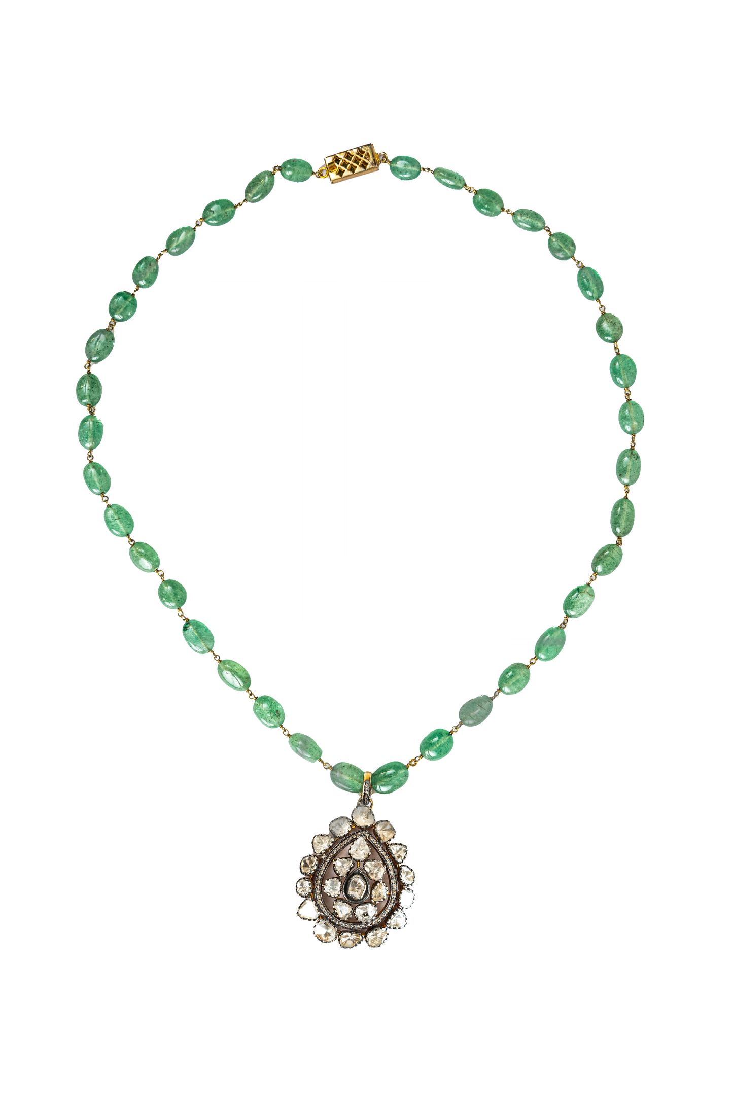 Tula Uncut Diamond Pendant with Emeralds
