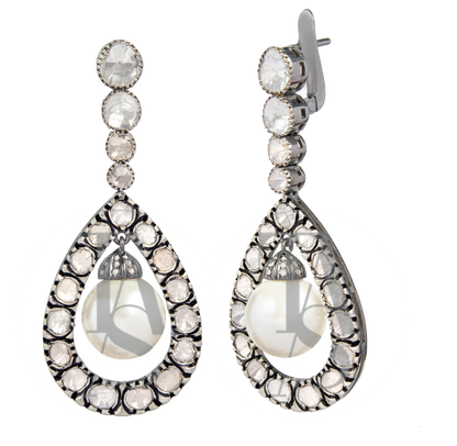 Stella Uncut Diamond and Pearl Earrings