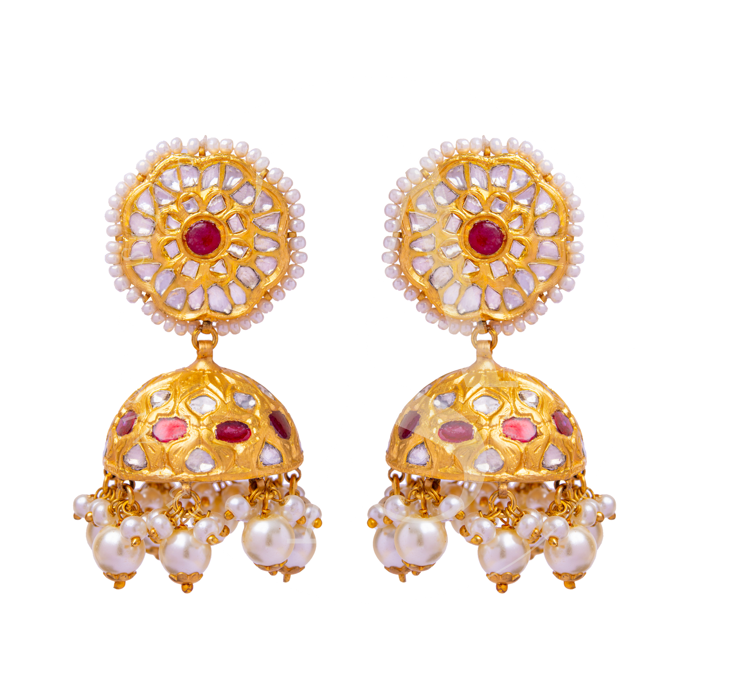 Ruby Bloom Uncut Diamond Jhumkis