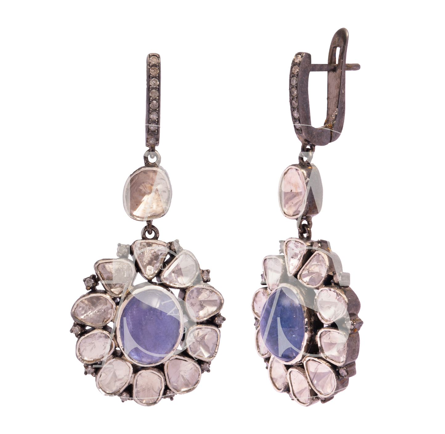 Paloma Tanzanite and Uncut Diamond Flower Earrings