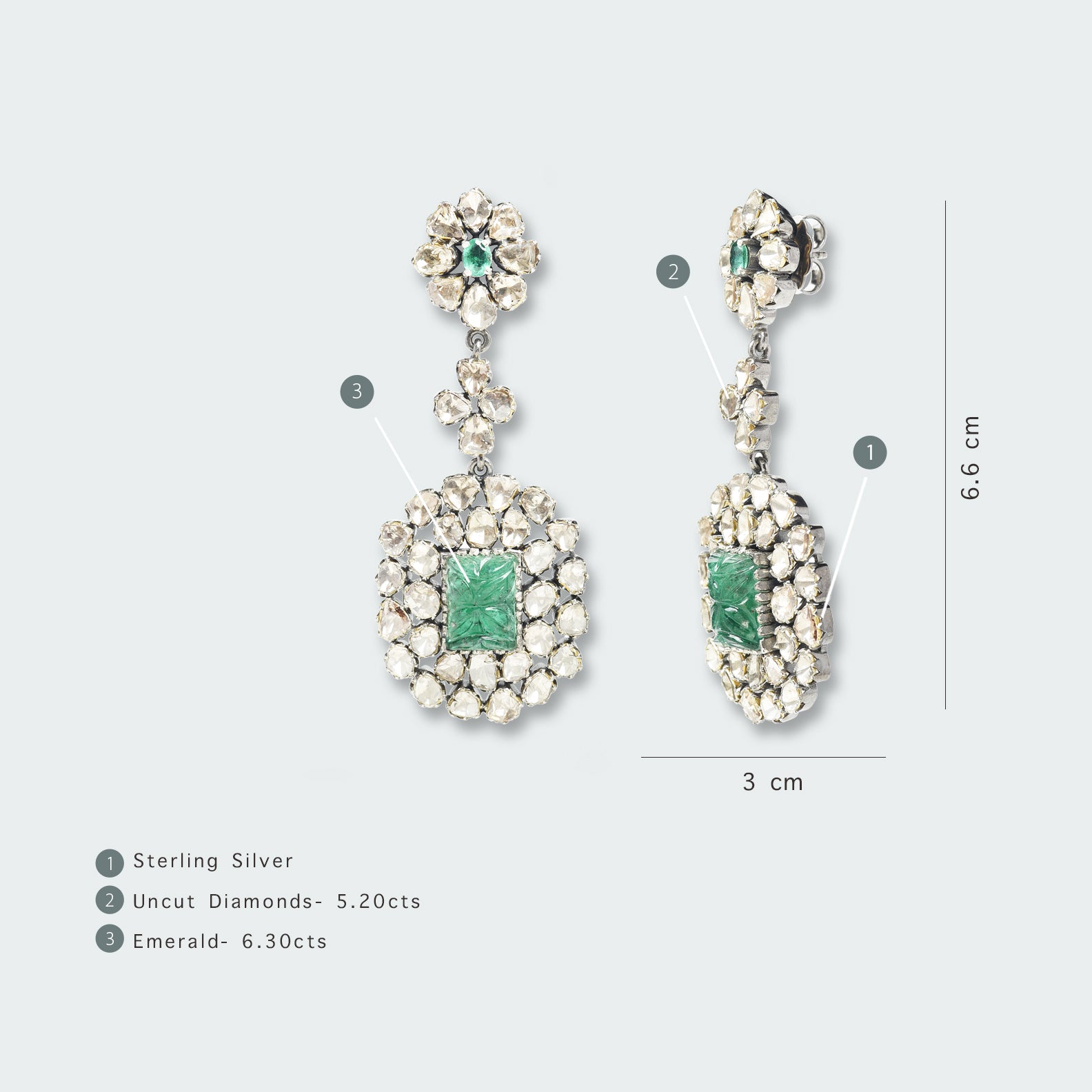Empress Emerald Polki Earrings