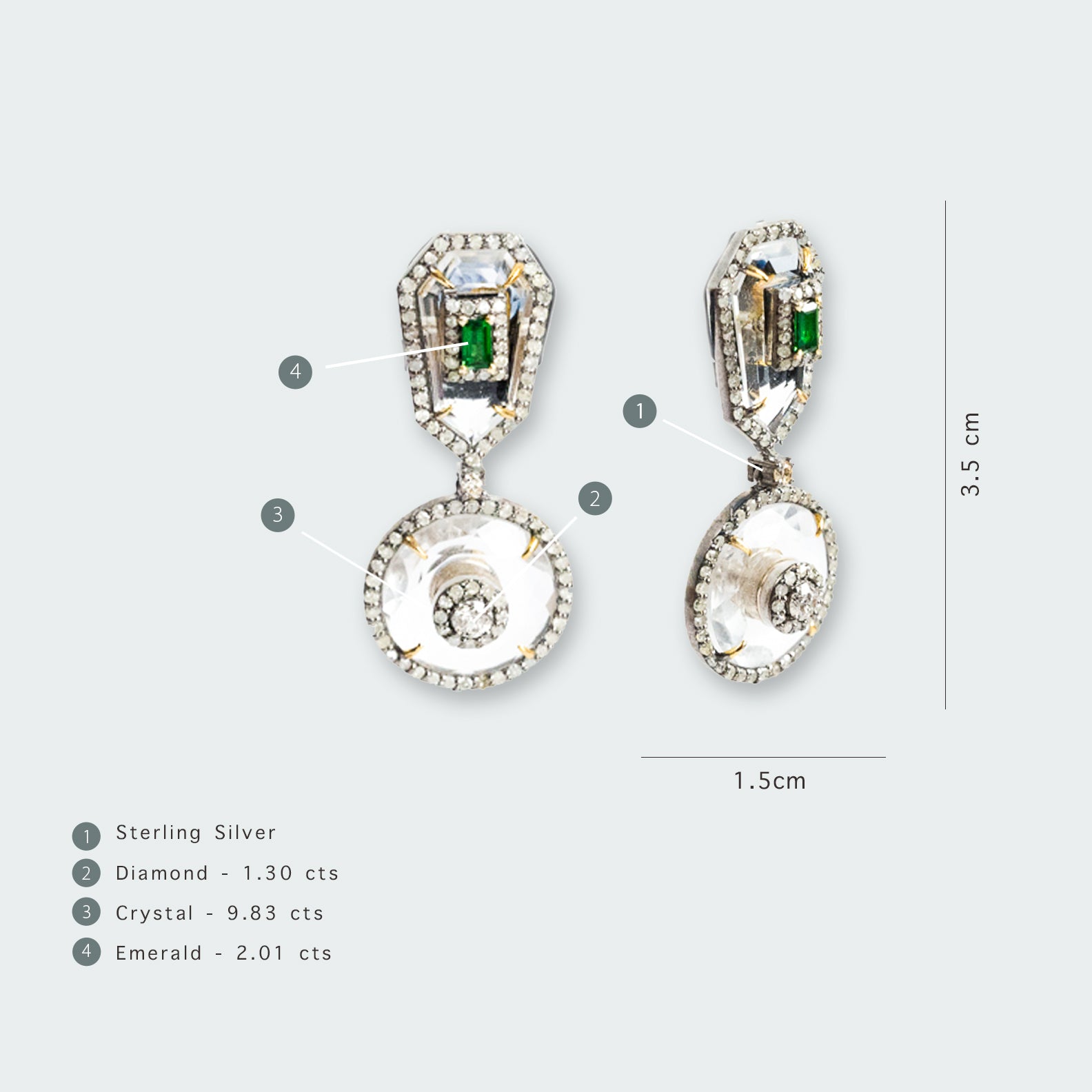 Dalenna Emerald Crystal Diamond Earrings