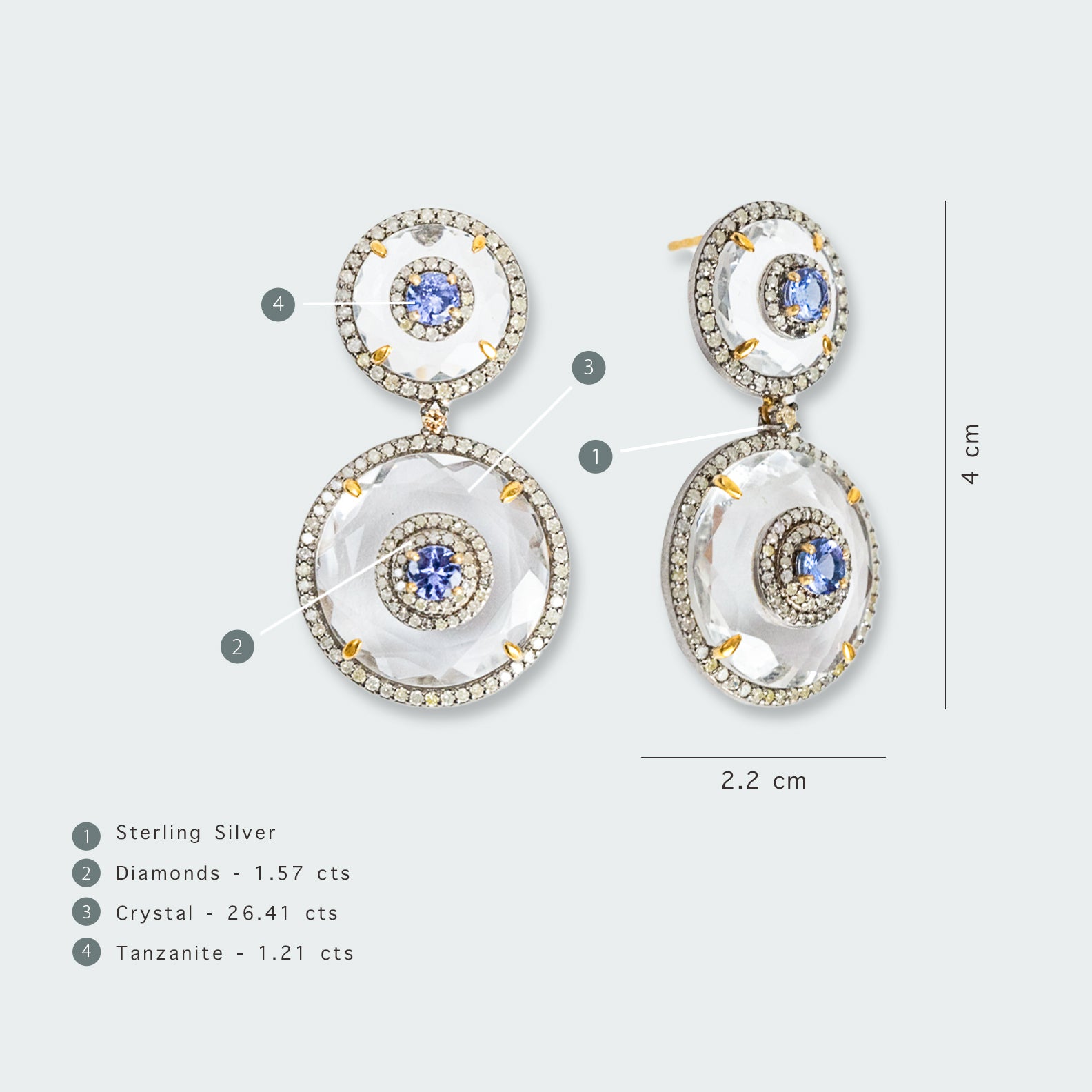 Katrin Tanzanite Crystal Diamond Earrings