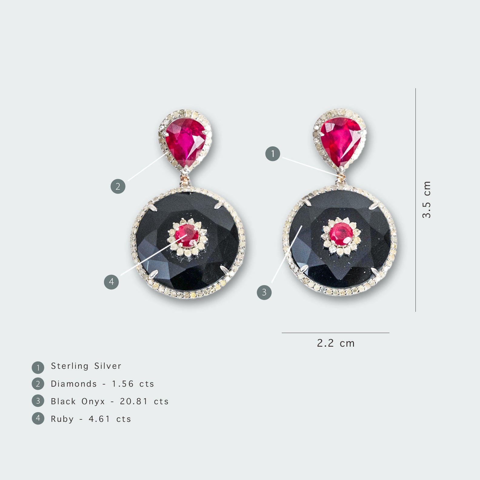 Ella Ruby Black Onyx Diamond Earrings