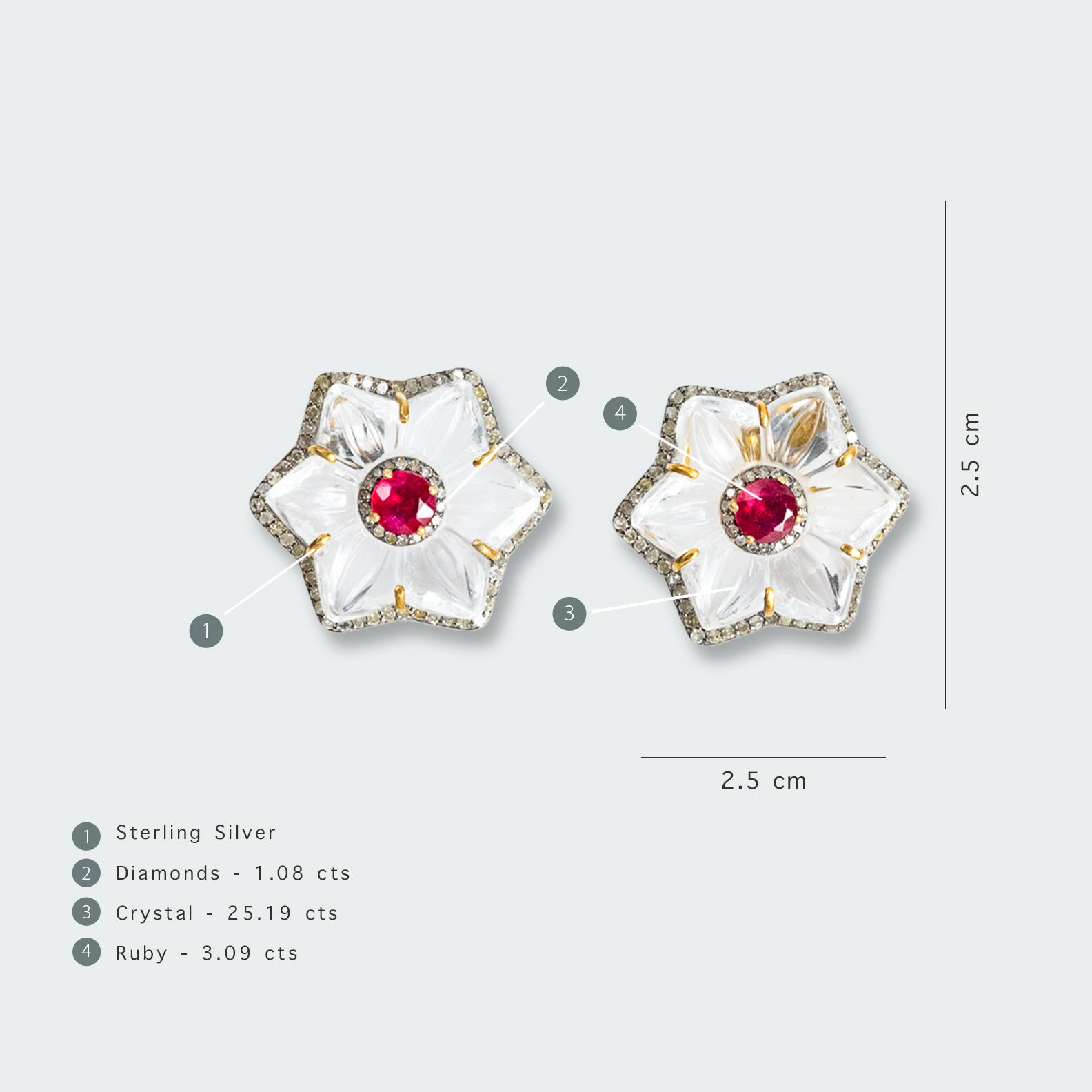Sasha Ruby Crystal Diamond Earrings