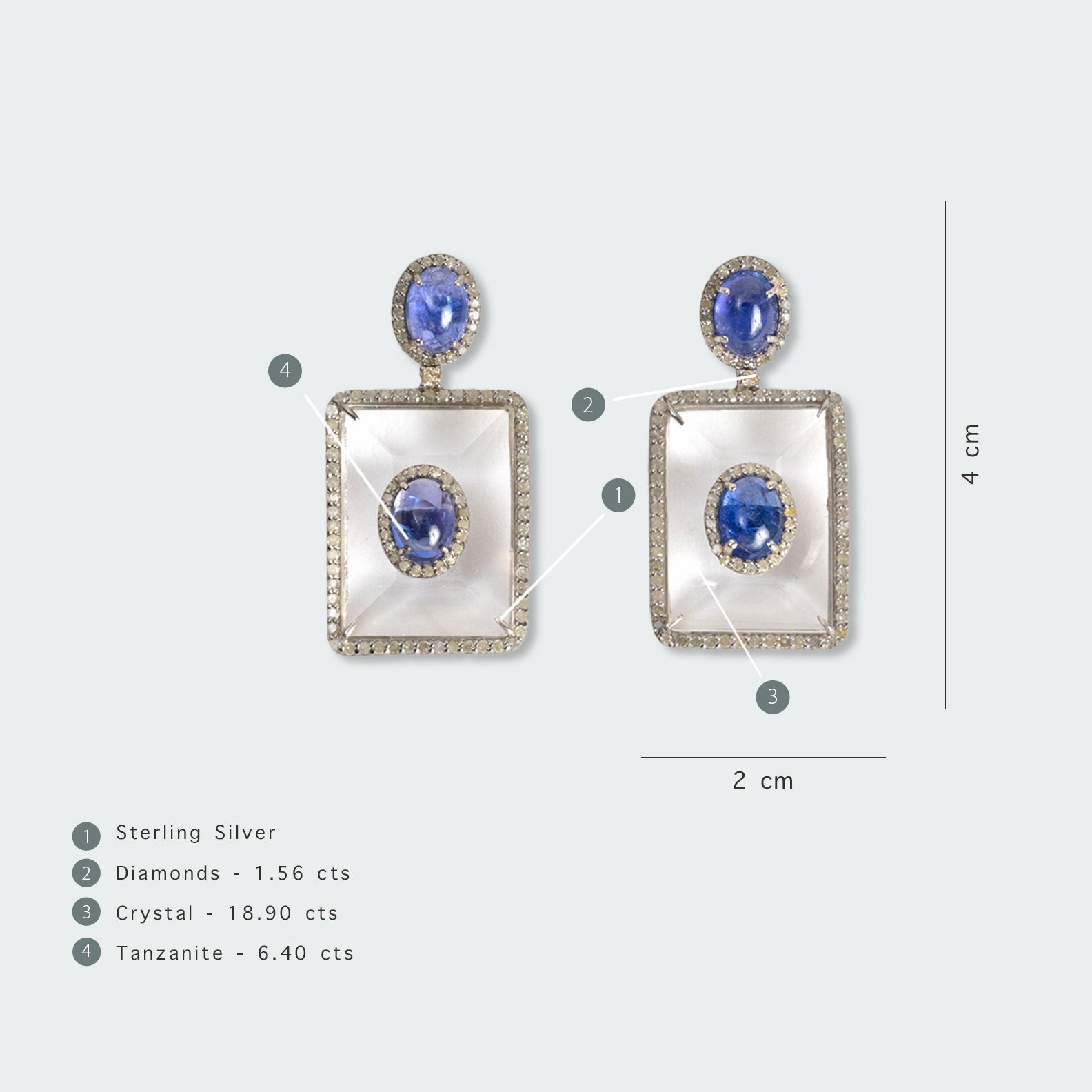 Riona Tanzanite Crystal Diamond Earrings