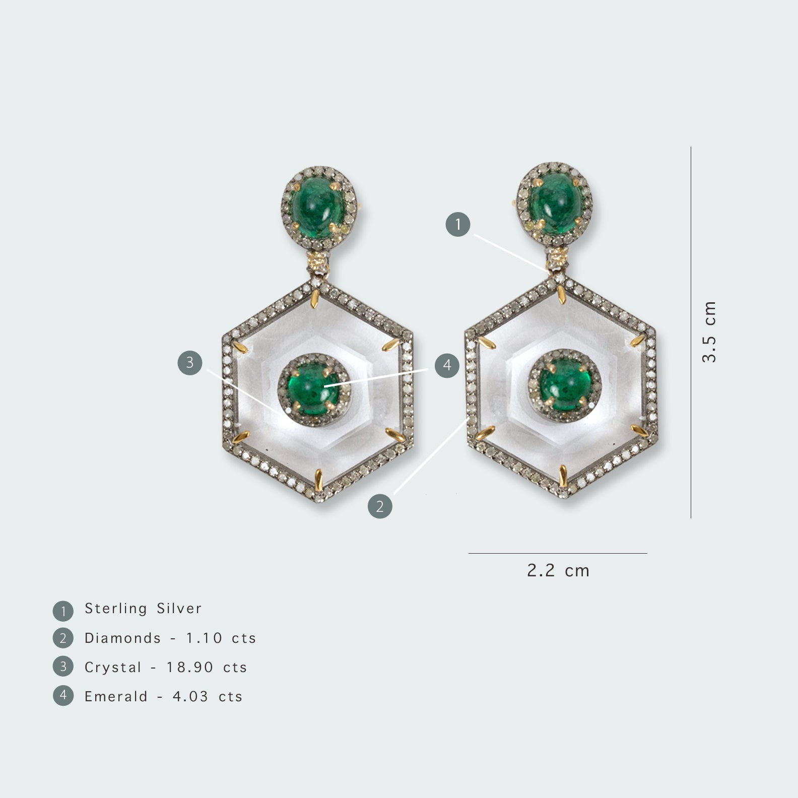 Marini Emerald Crystal Diamond Earrings