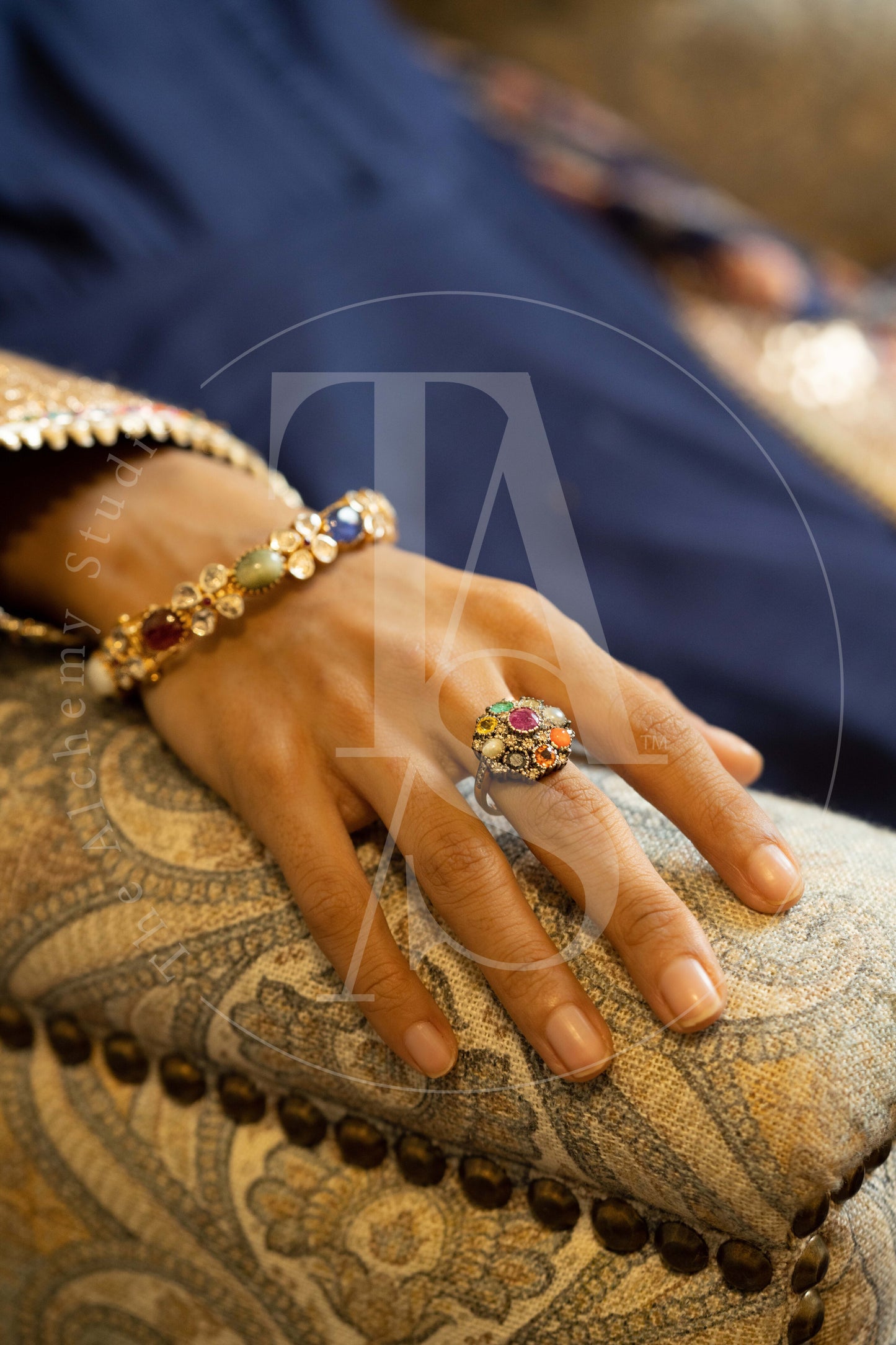 Vintage Navratan Uncut Diamond Ring