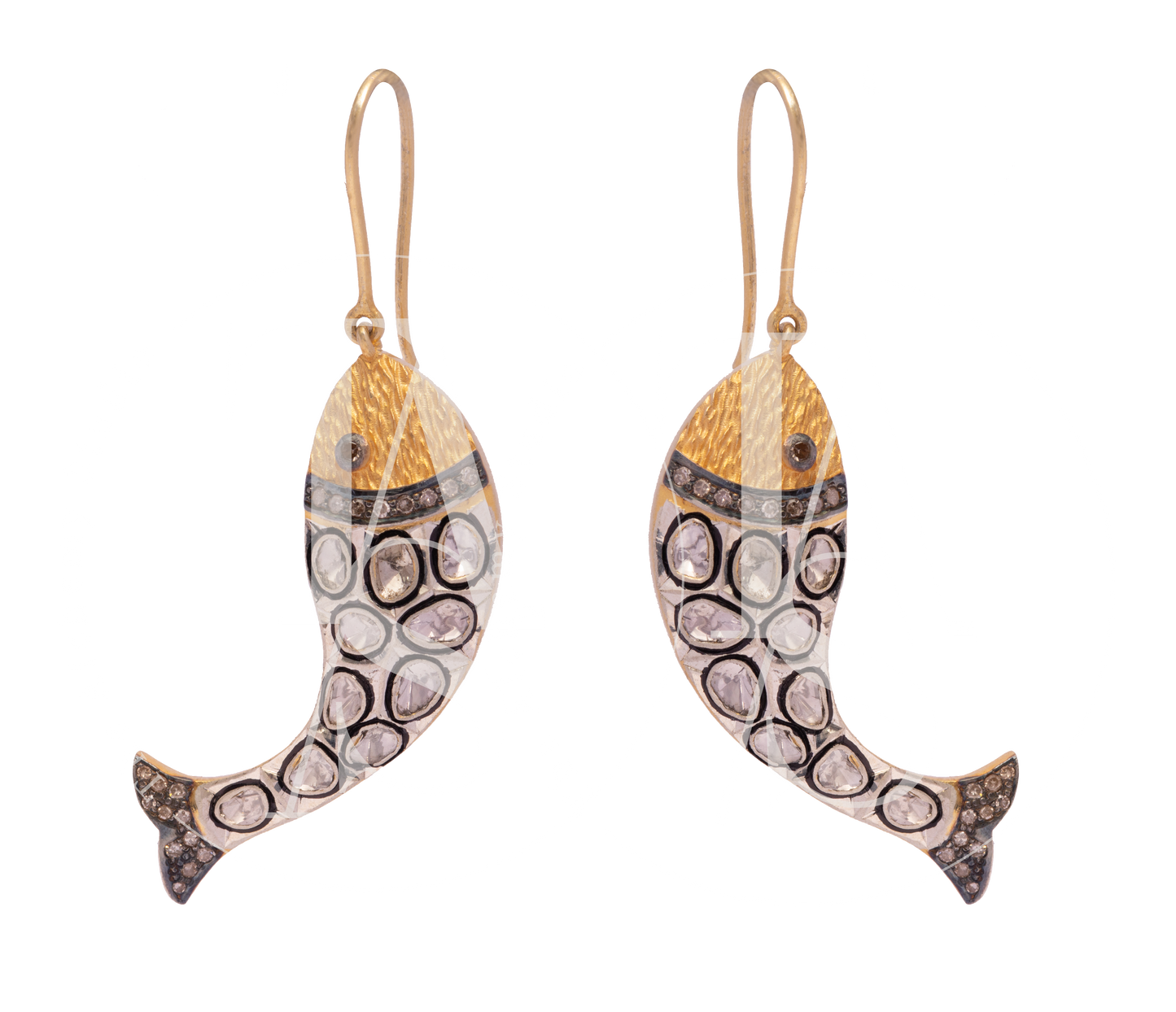 Palaash Fish Hook Dangling Uncut Diamond Earrings