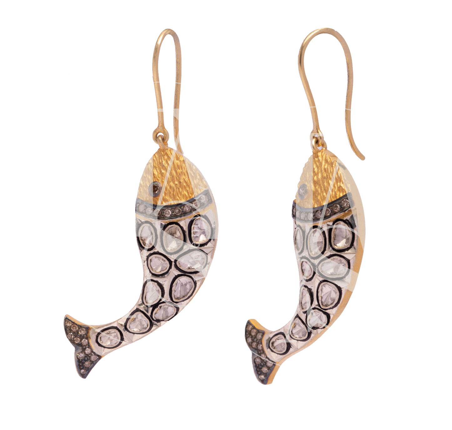Palaash Fish Hook Dangling Uncut Diamond Earrings