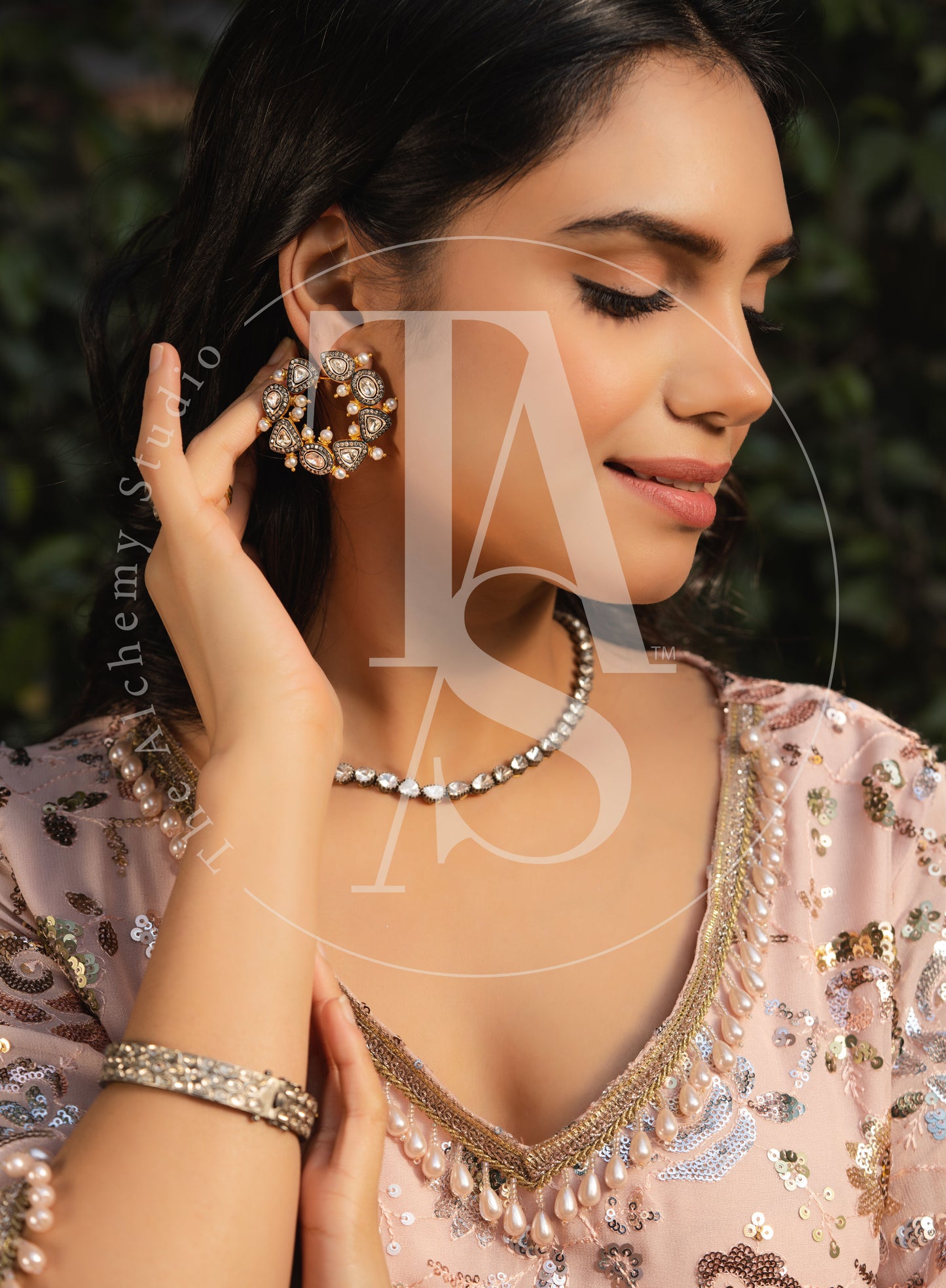 Vintage Magic Uncut Diamond and Pearl Hoops