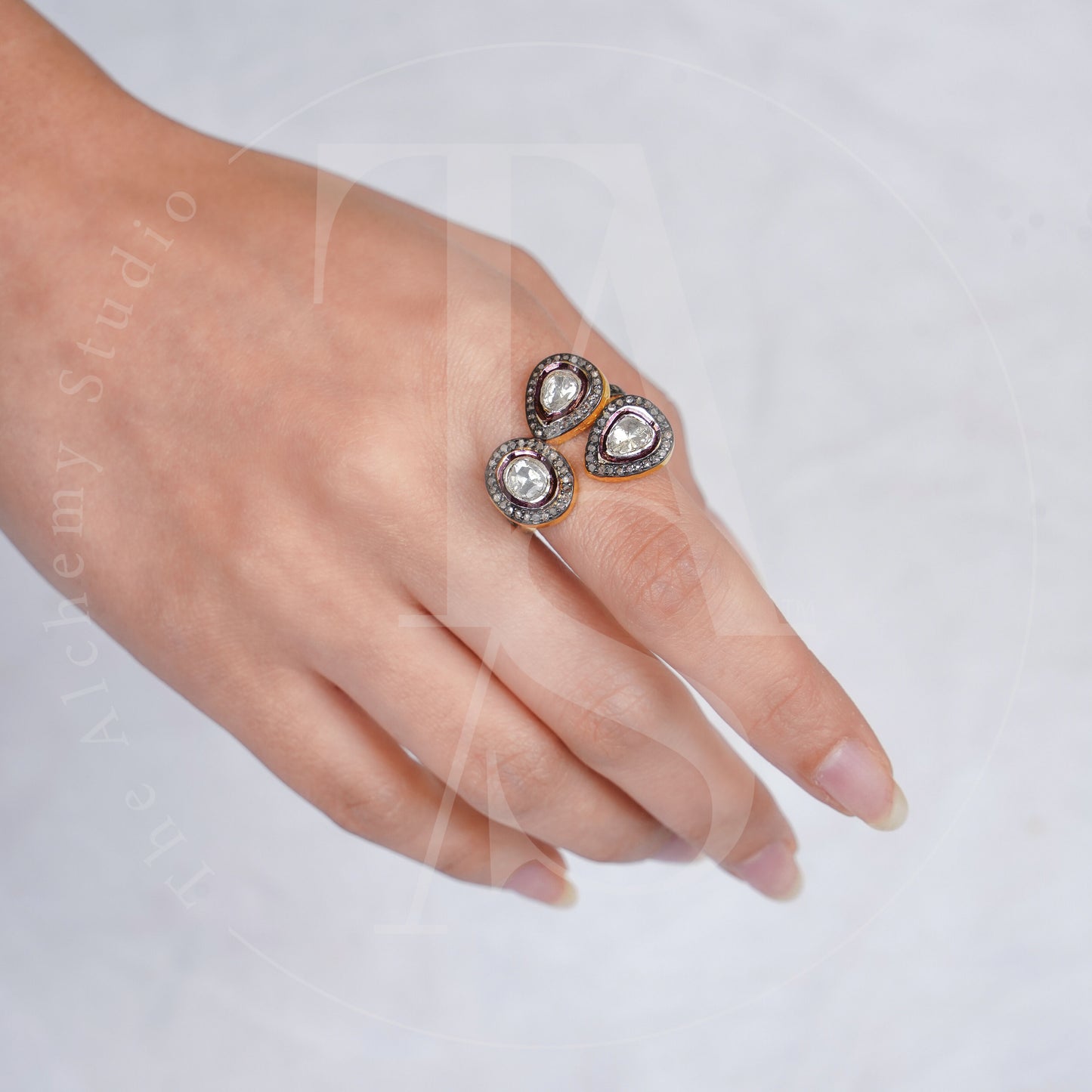 Asymmetric Uncut Diamond Ring