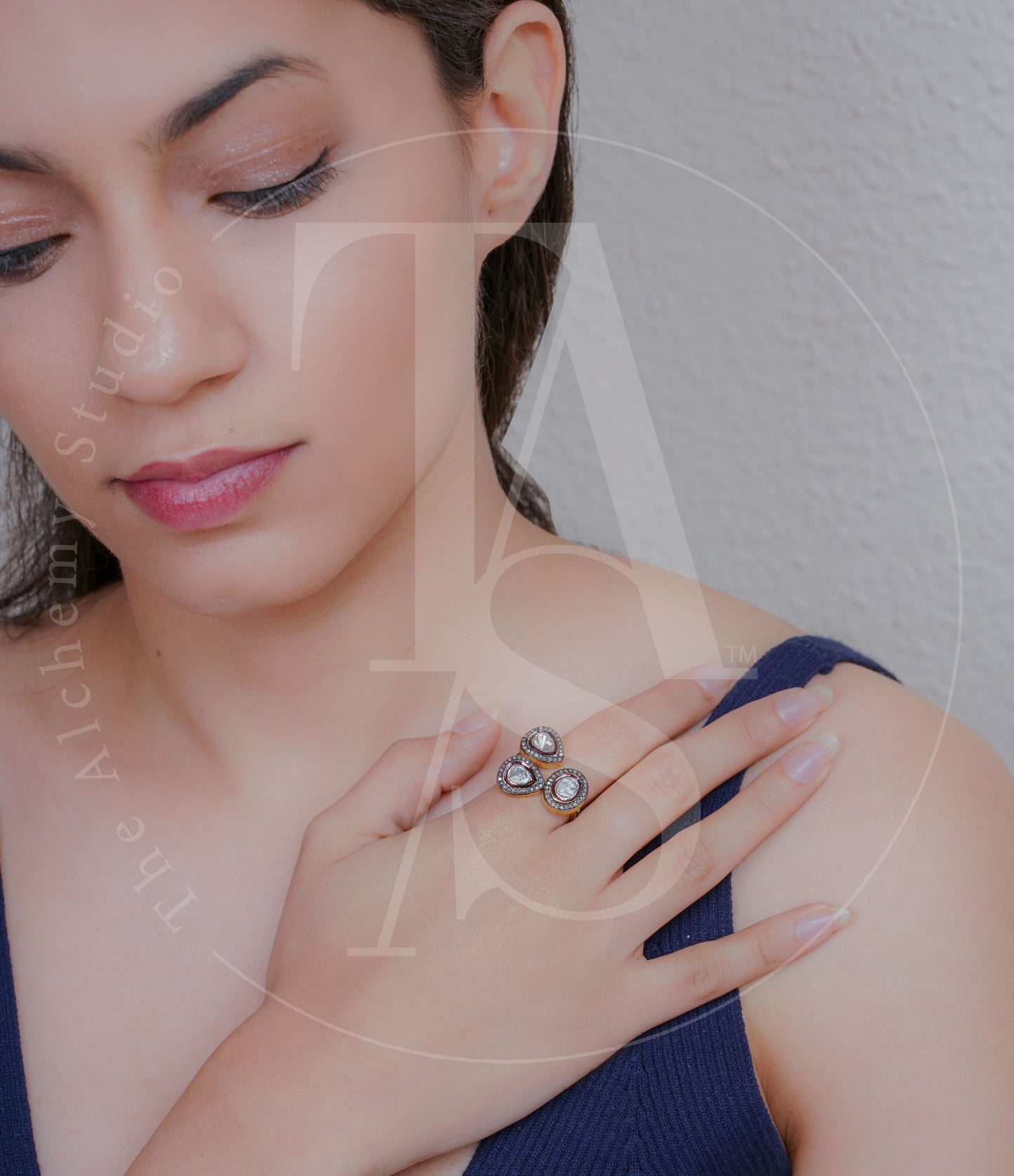 Asymmetric Uncut Diamond Ring
