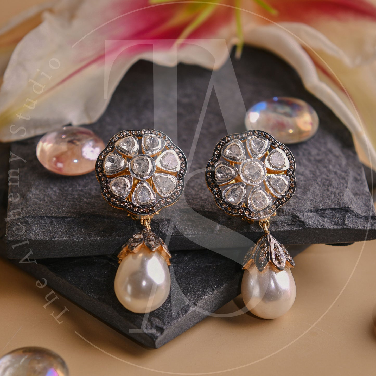 TAS Geo Flora Uncut Diamond Earrings