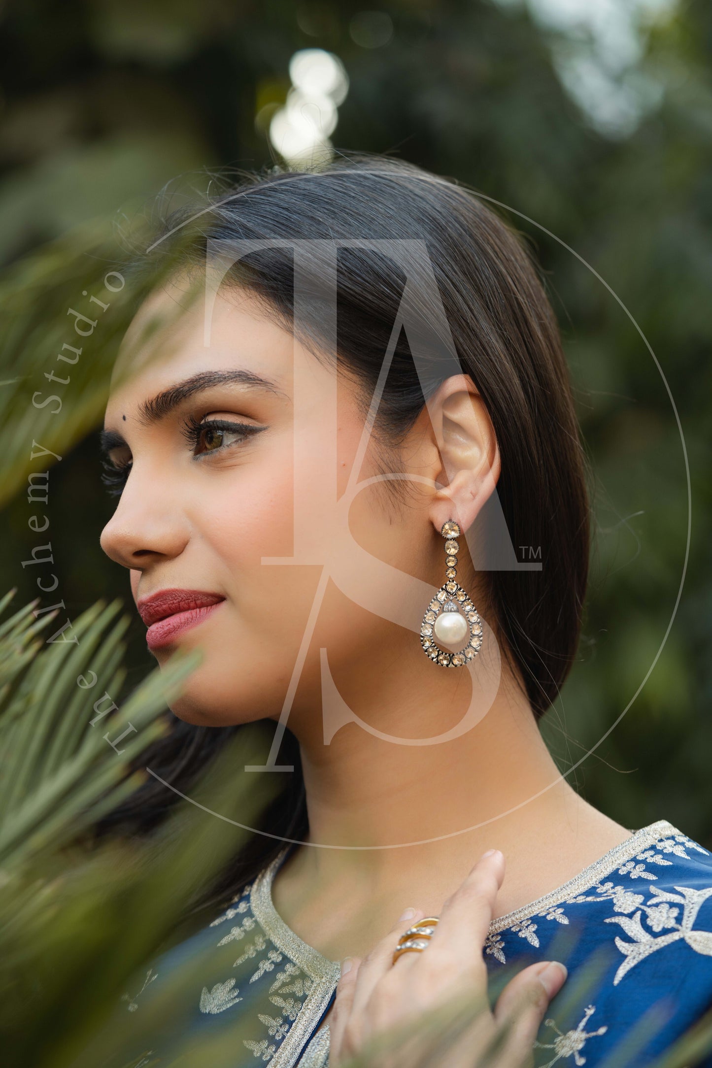 Stella Uncut Diamond and Pearl Earrings