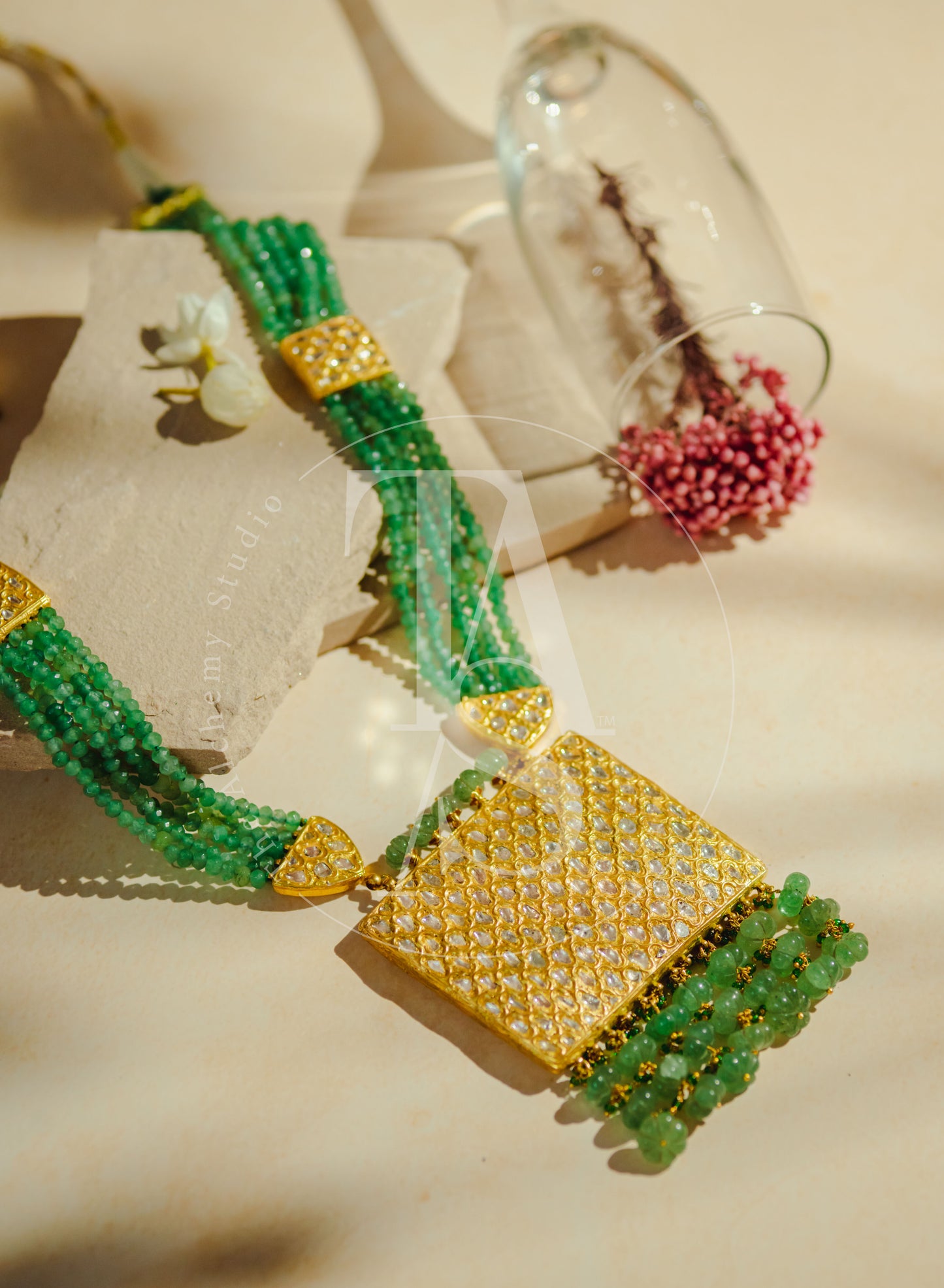 Jasmina Uncut Diamond Pendant Set