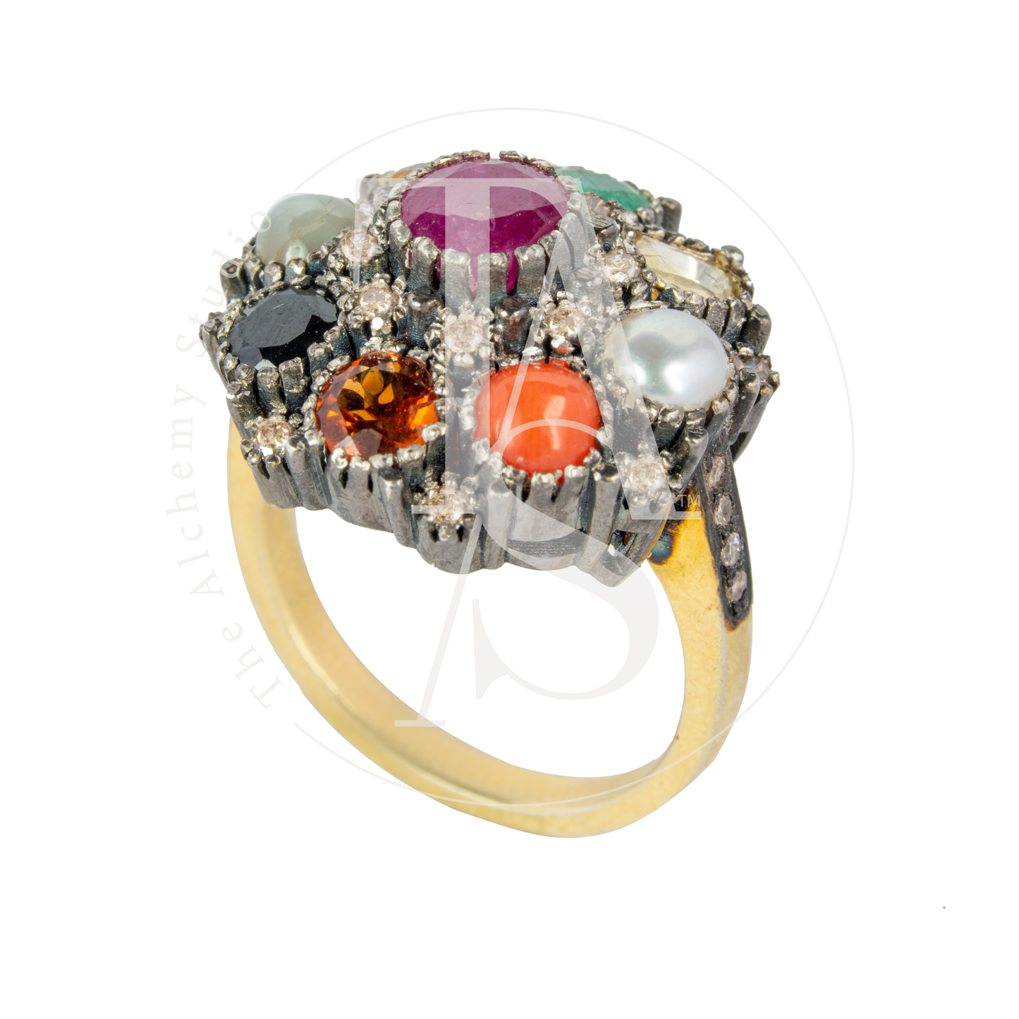 Vintage Navratan Uncut Diamond Ring