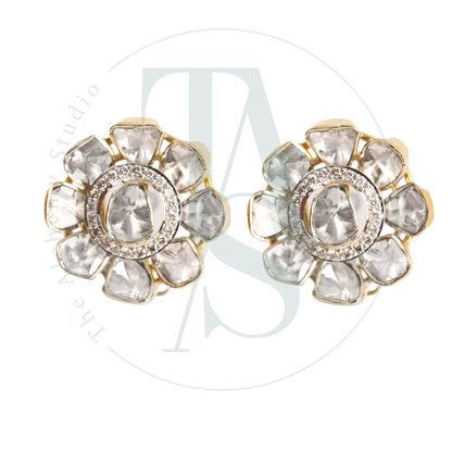 Zai Polki and Diamond Flower Earrings