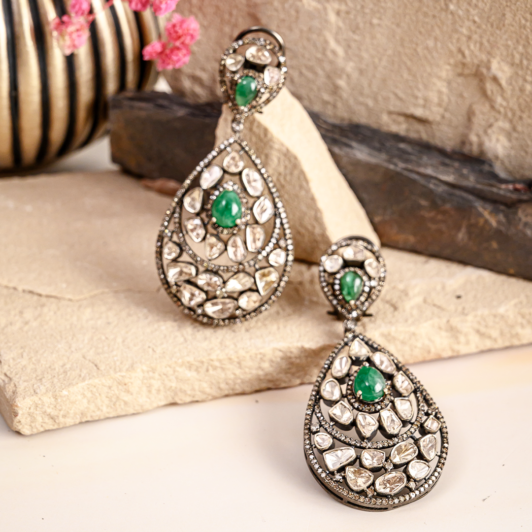 Emerald Chaandbali Earrings