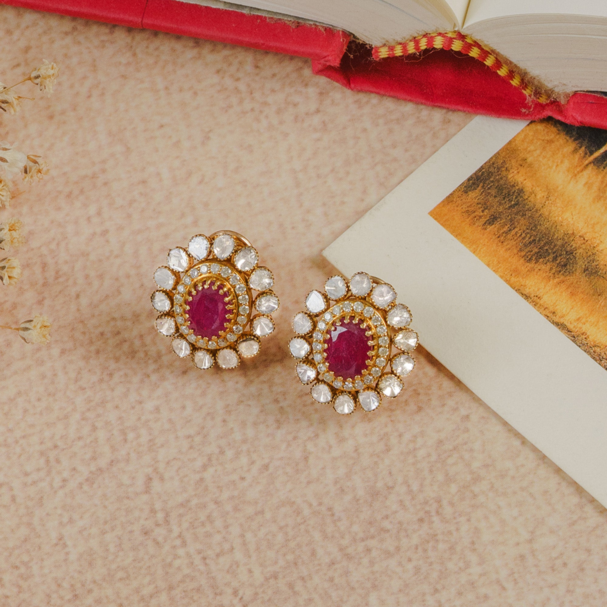 Meheran Polki Ruby Earrings